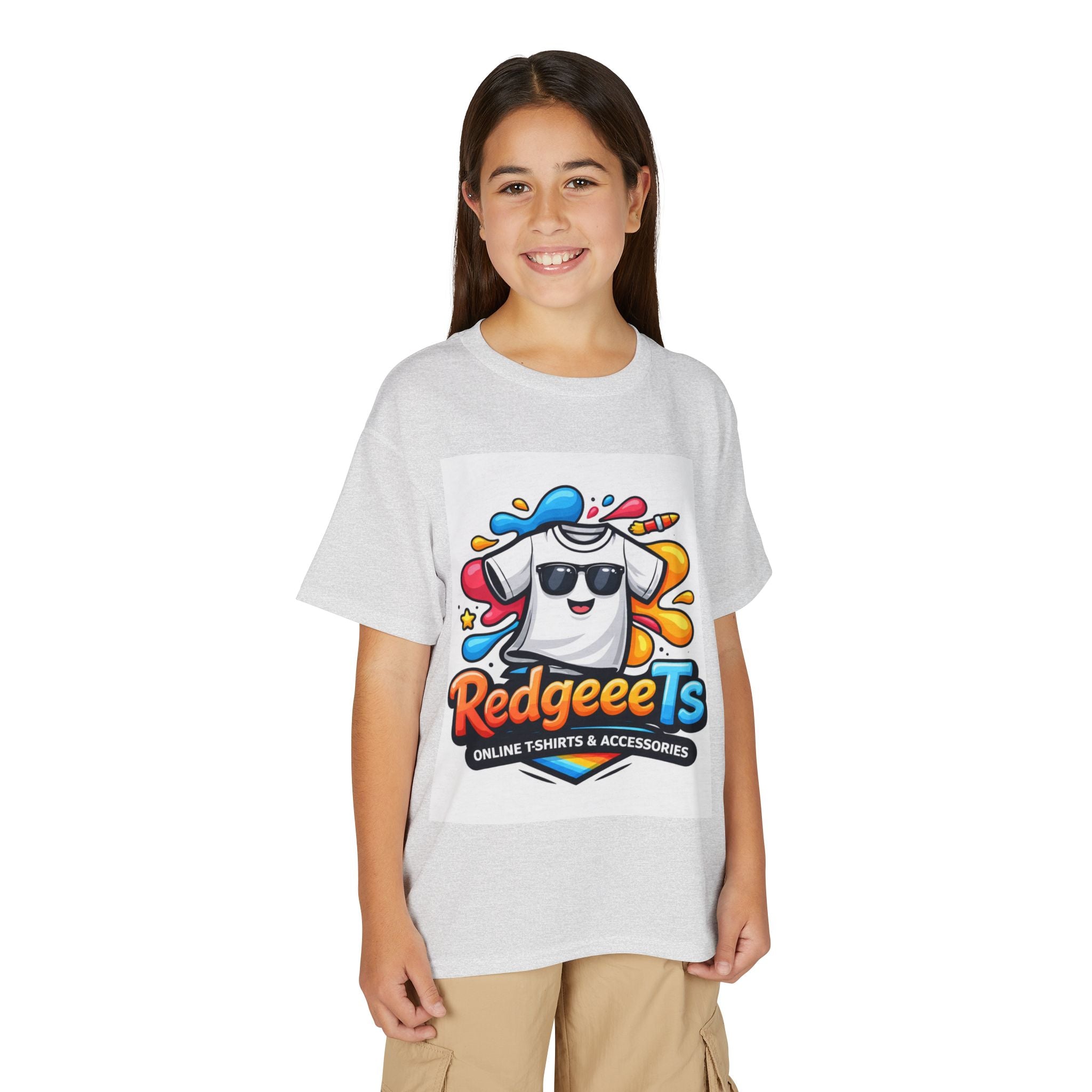 Youth T-Shirt — Fun Mascot Front with 'RedgeeeTs' Logo & Back QR Code 'Scan Me'