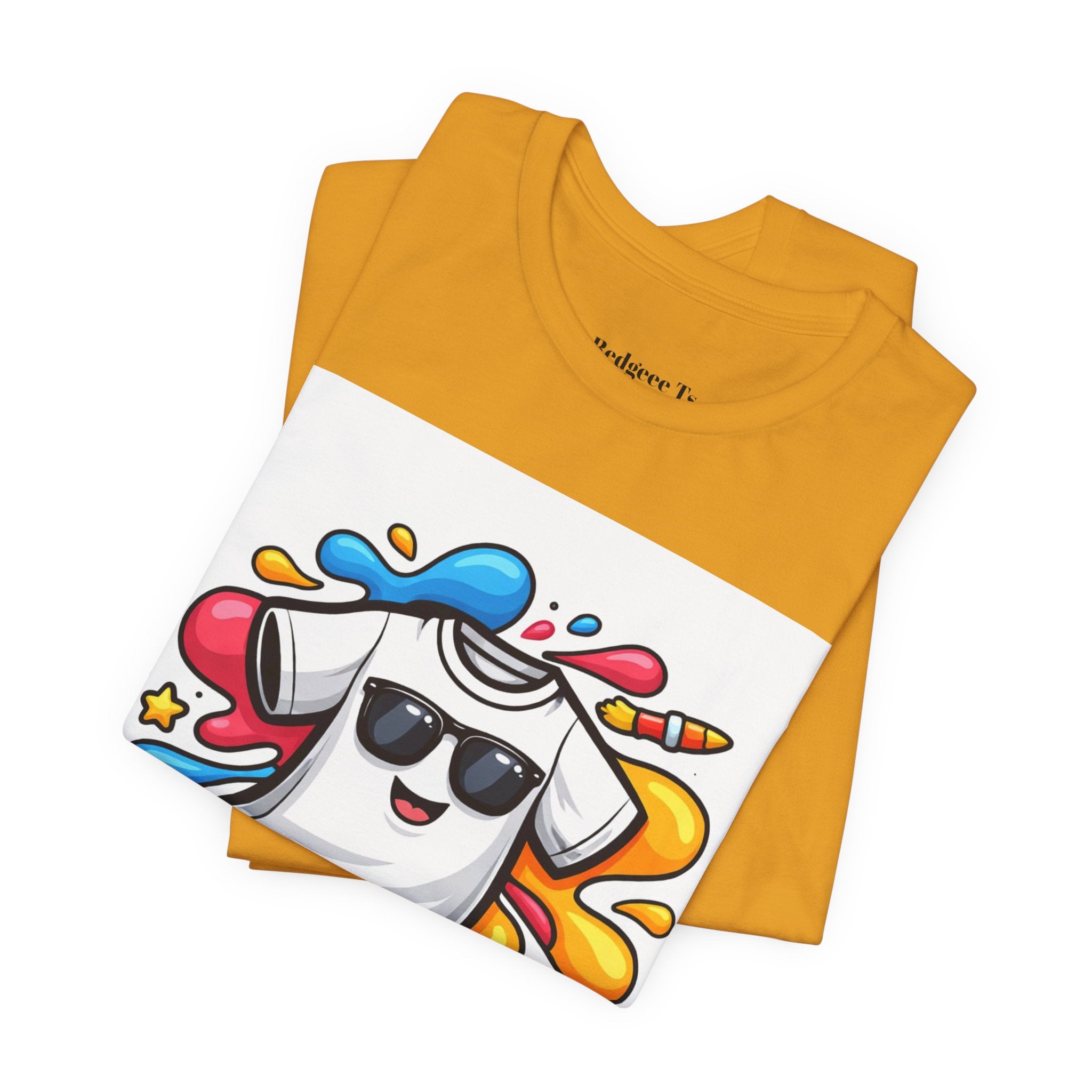 Graphic Tee — Colorful 'RedgeeeTs' Logo Front with QR Code 'Scan Me!' Back
