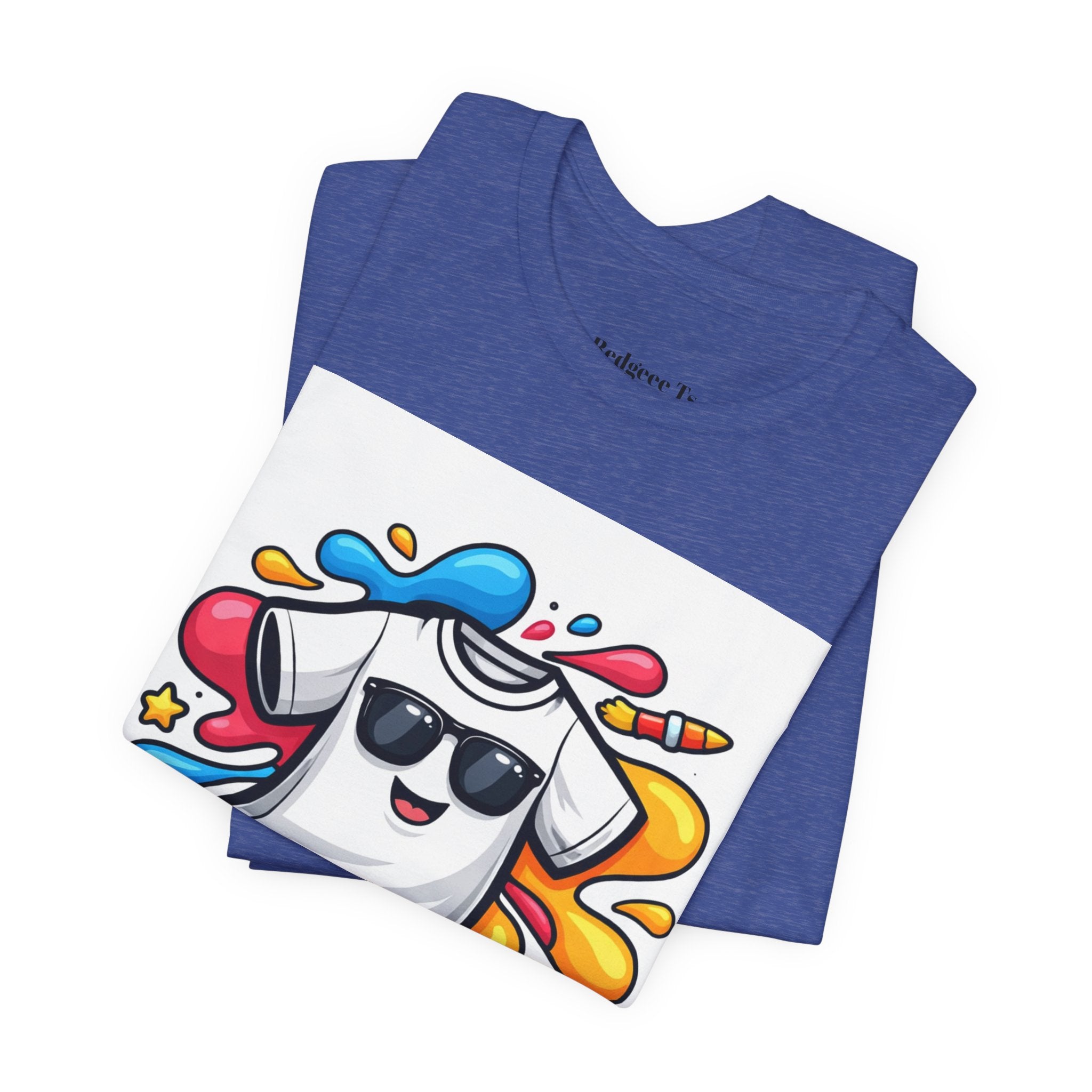 Graphic Tee — Colorful 'RedgeeeTs' Logo Front with QR Code 'Scan Me!' Back