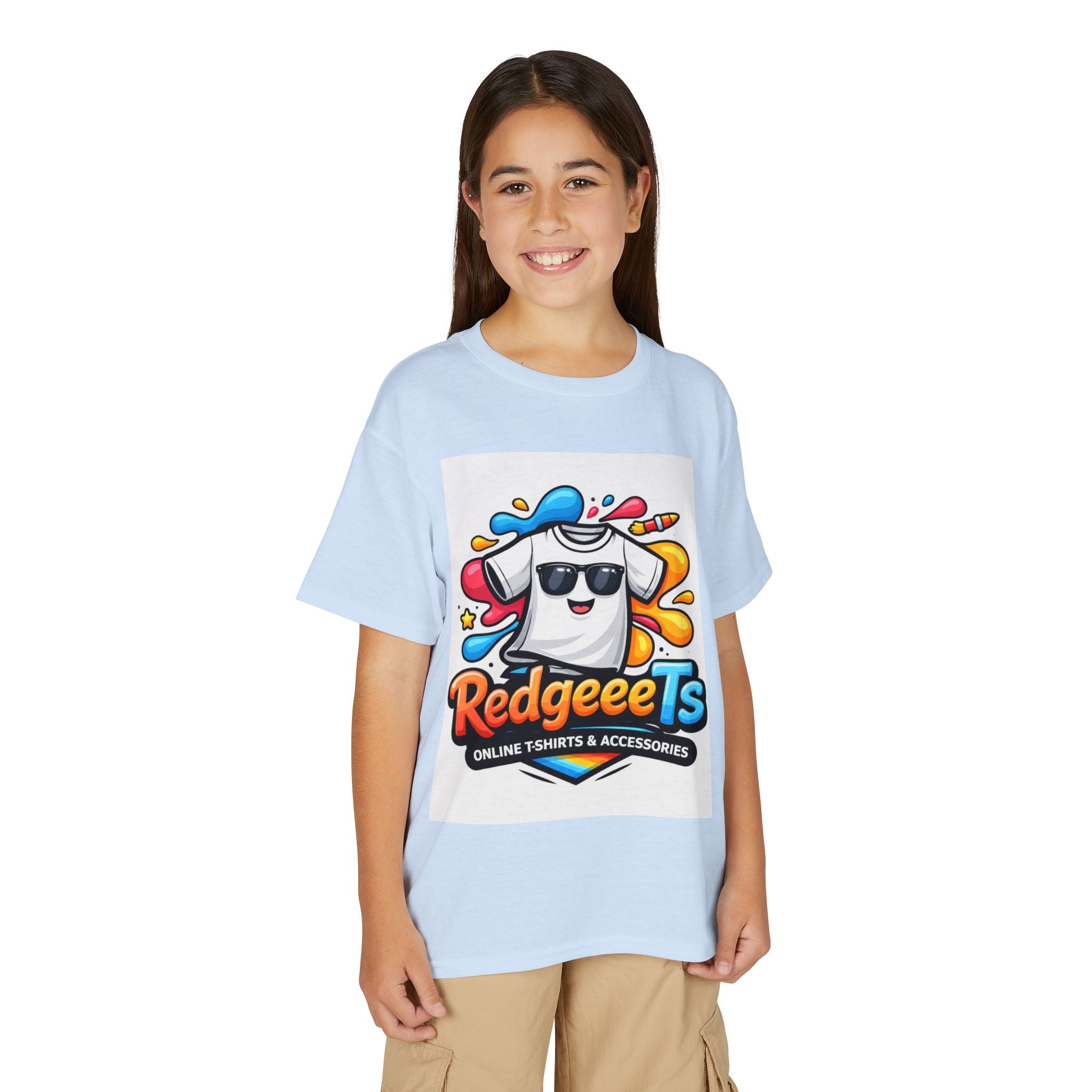 Youth T-Shirt — Fun Mascot Front with 'RedgeeeTs' Logo & Back QR Code 'Scan Me'