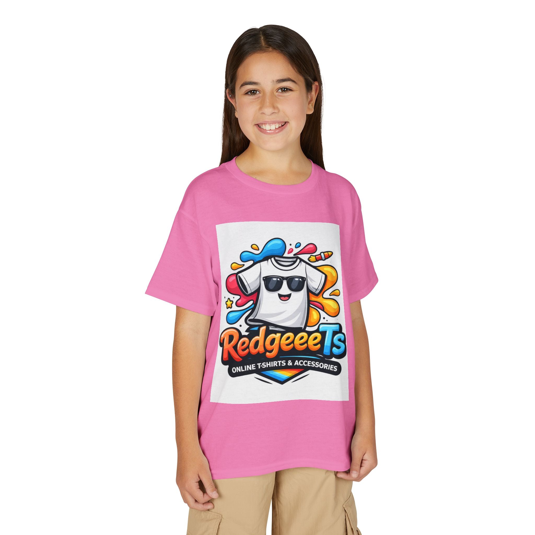 Youth T-Shirt — Fun Mascot Front with 'RedgeeeTs' Logo & Back QR Code 'Scan Me'