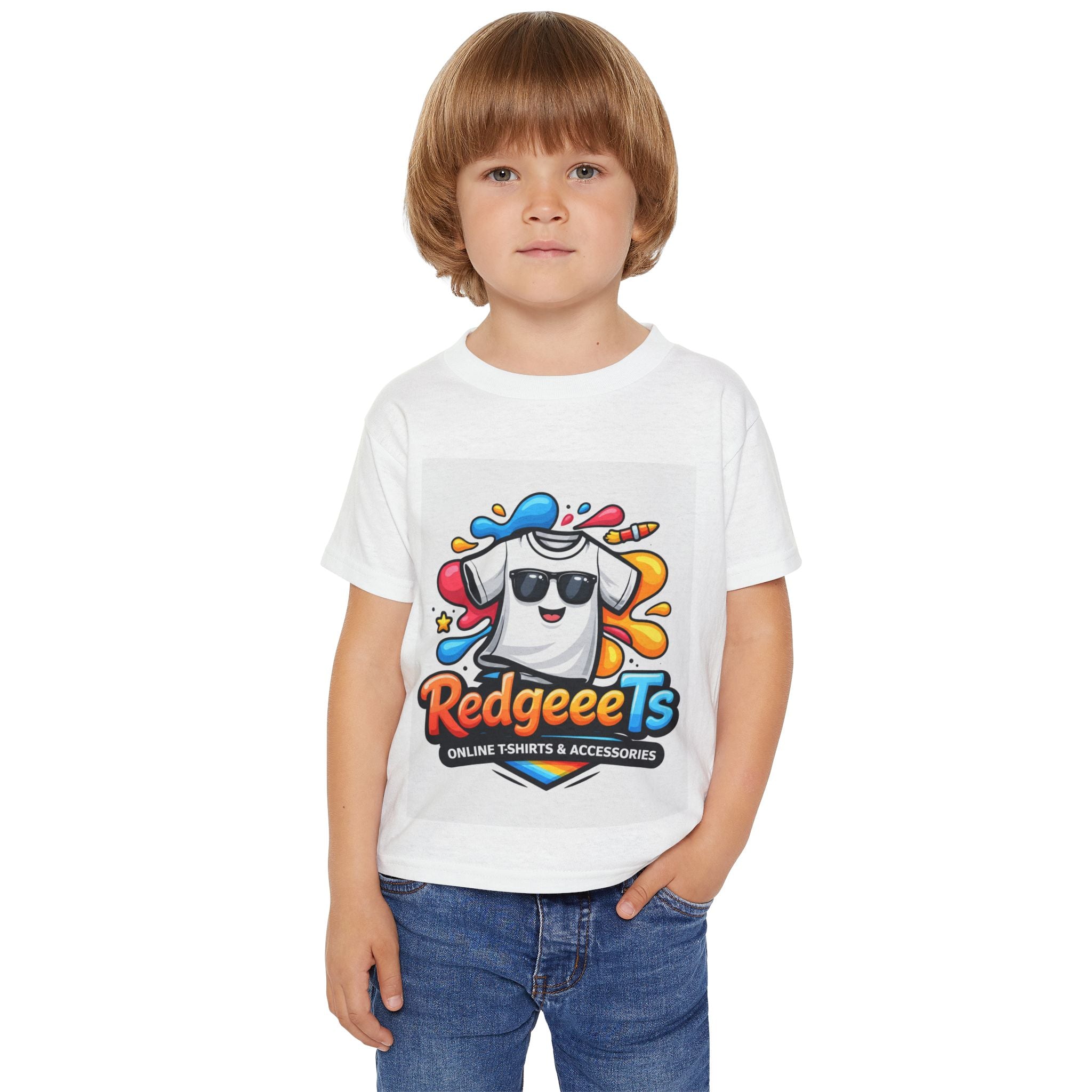 Toddler T-Shirt — Colorful Cartoon Tee with 'RedgeeeTs' Logo & Back QR Scan