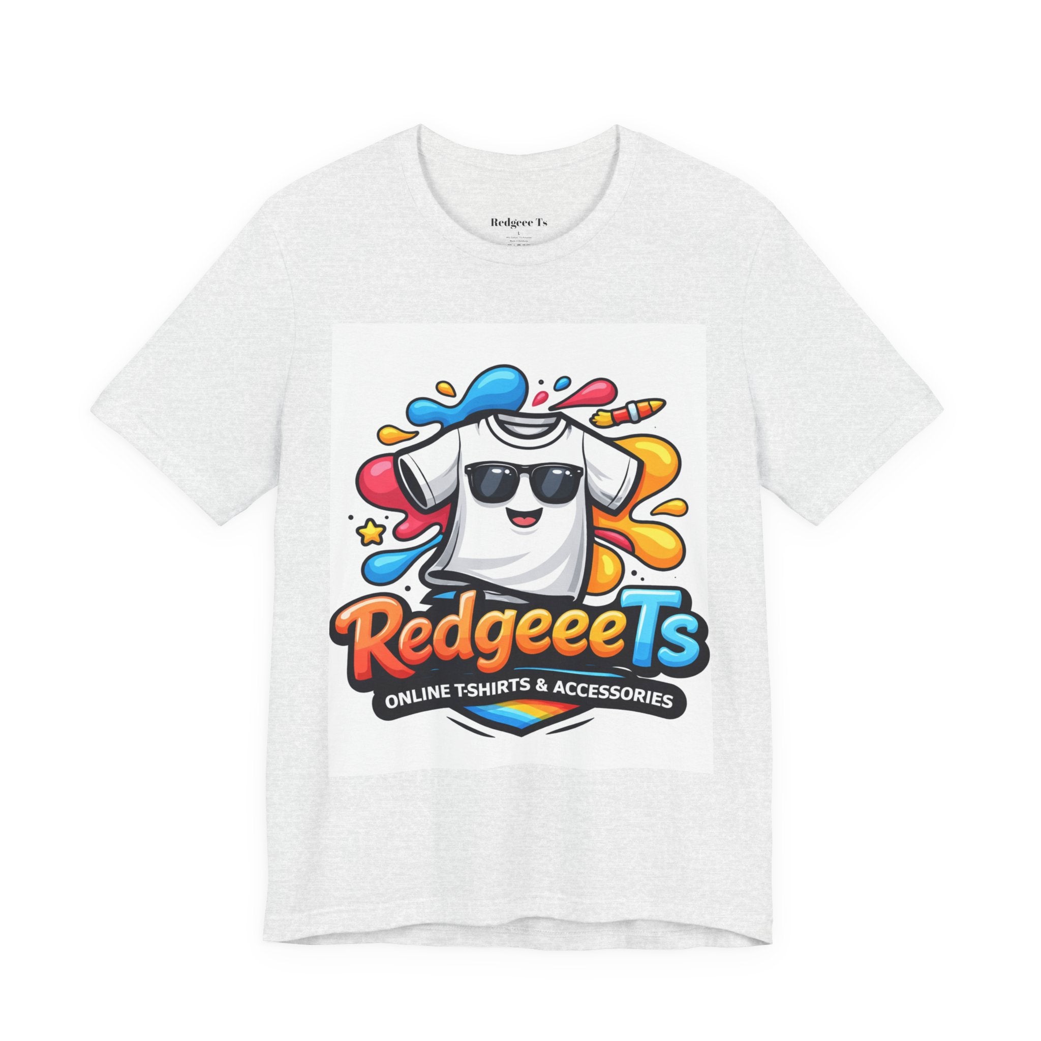 Graphic Tee — Colorful 'RedgeeeTs' Logo Front with QR Code 'Scan Me!' Back