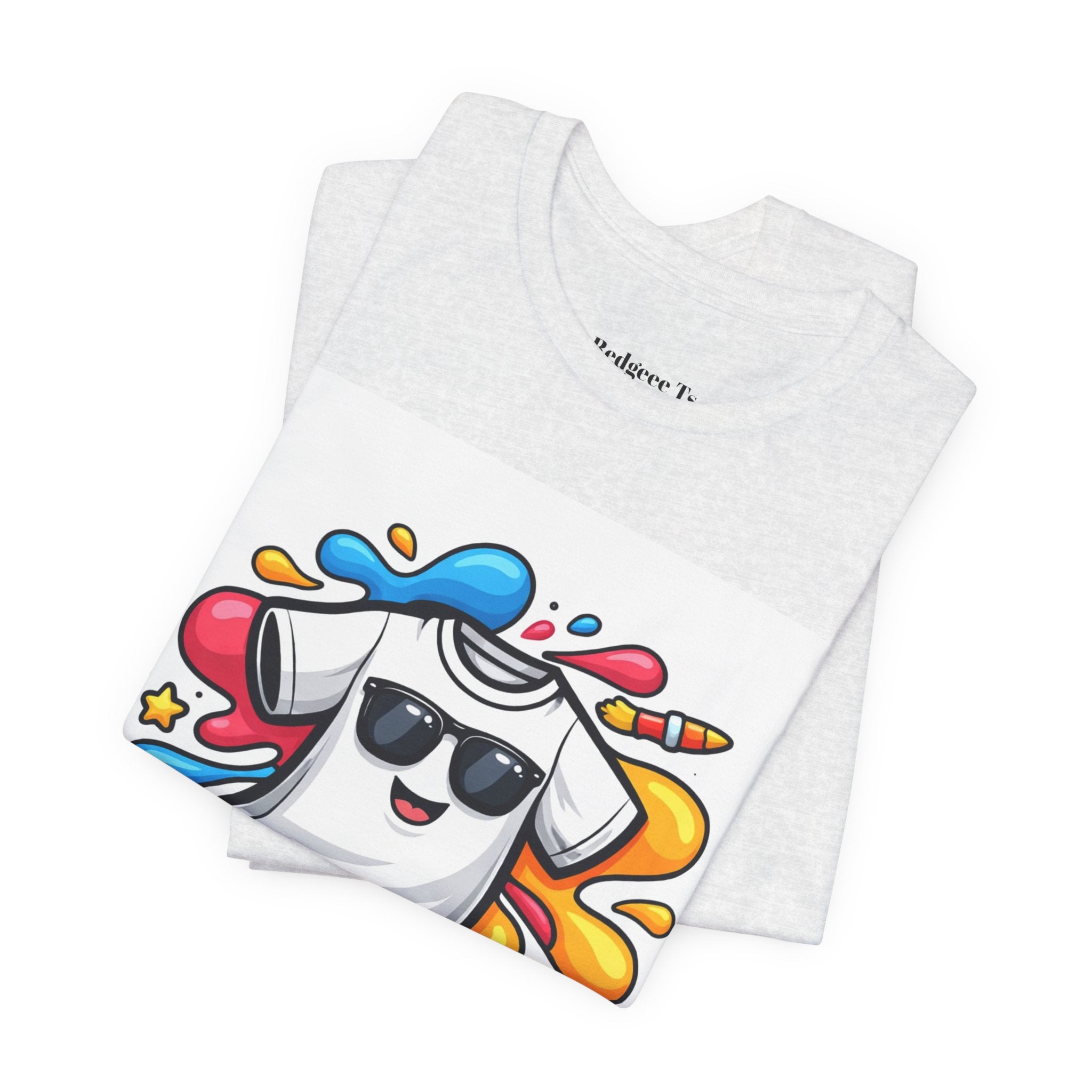 Graphic Tee — Colorful 'RedgeeeTs' Logo Front with QR Code 'Scan Me!' Back