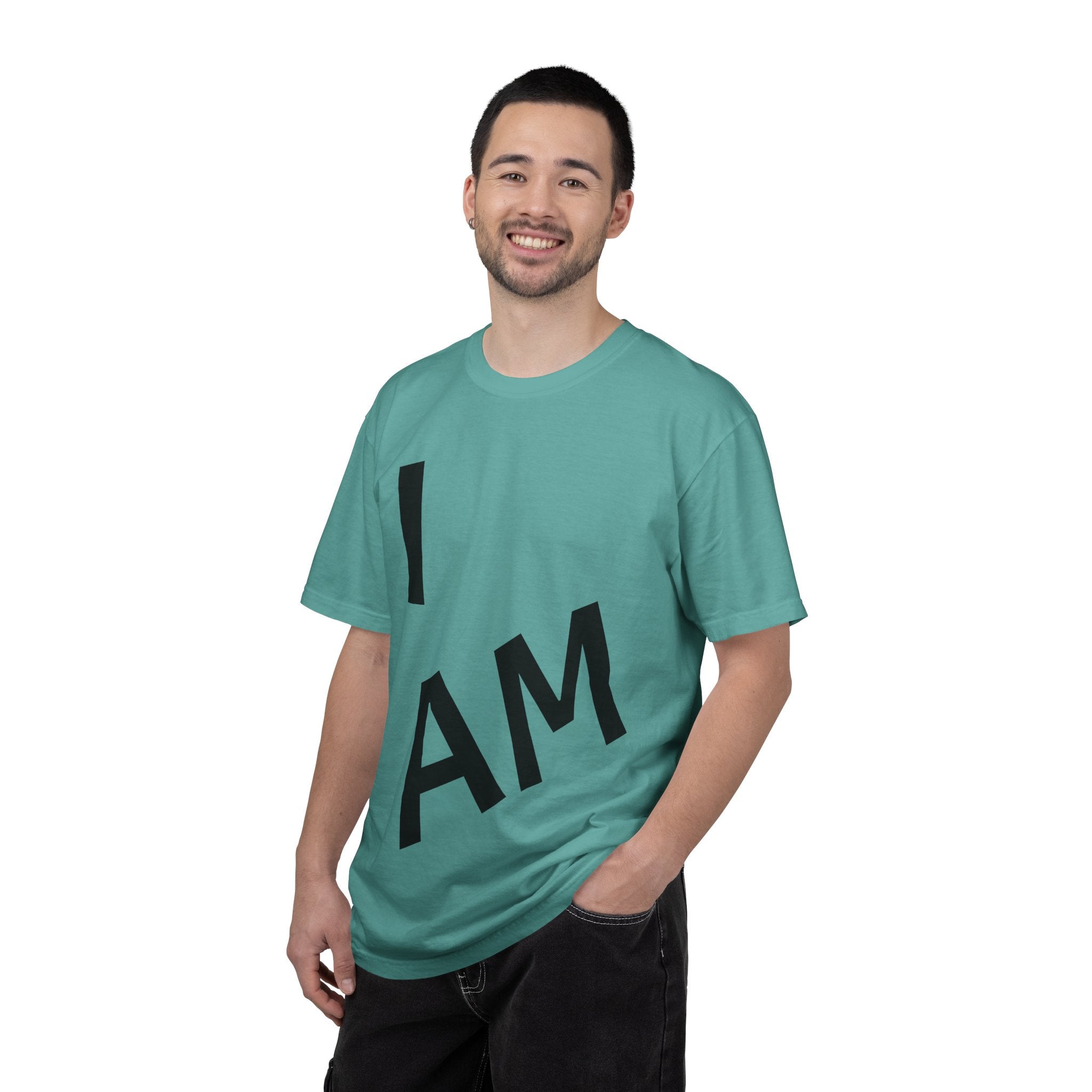 T-Shirt — “I AM” Front Text with Cloud Heart Love Back Graphic | Positive Self-Love Tee