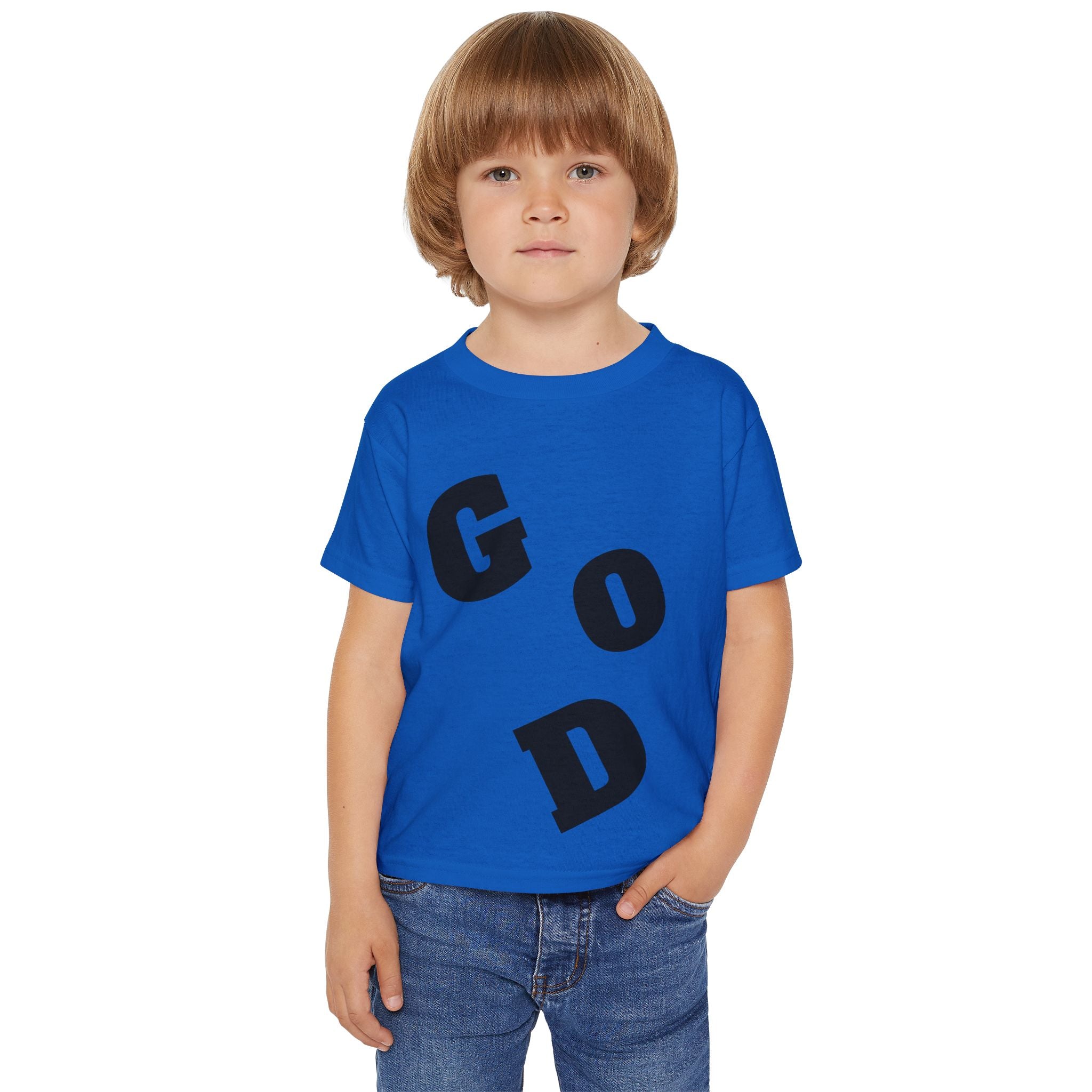 Toddler T‑Shirt — “God Loves Me” Diagonal Bold Typography (Christian Kids Tee)
