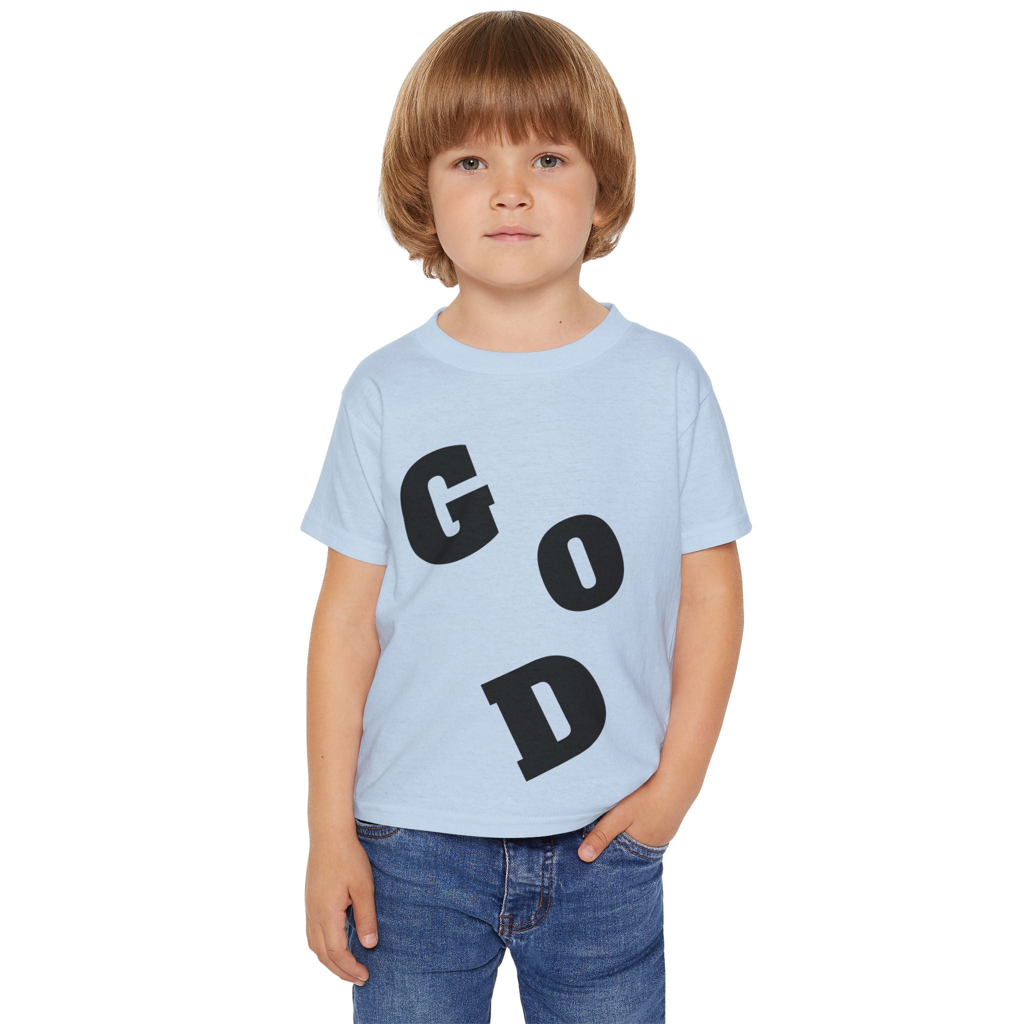 Toddler T‑Shirt — “God Loves Me” Diagonal Bold Typography (Christian Kids Tee)