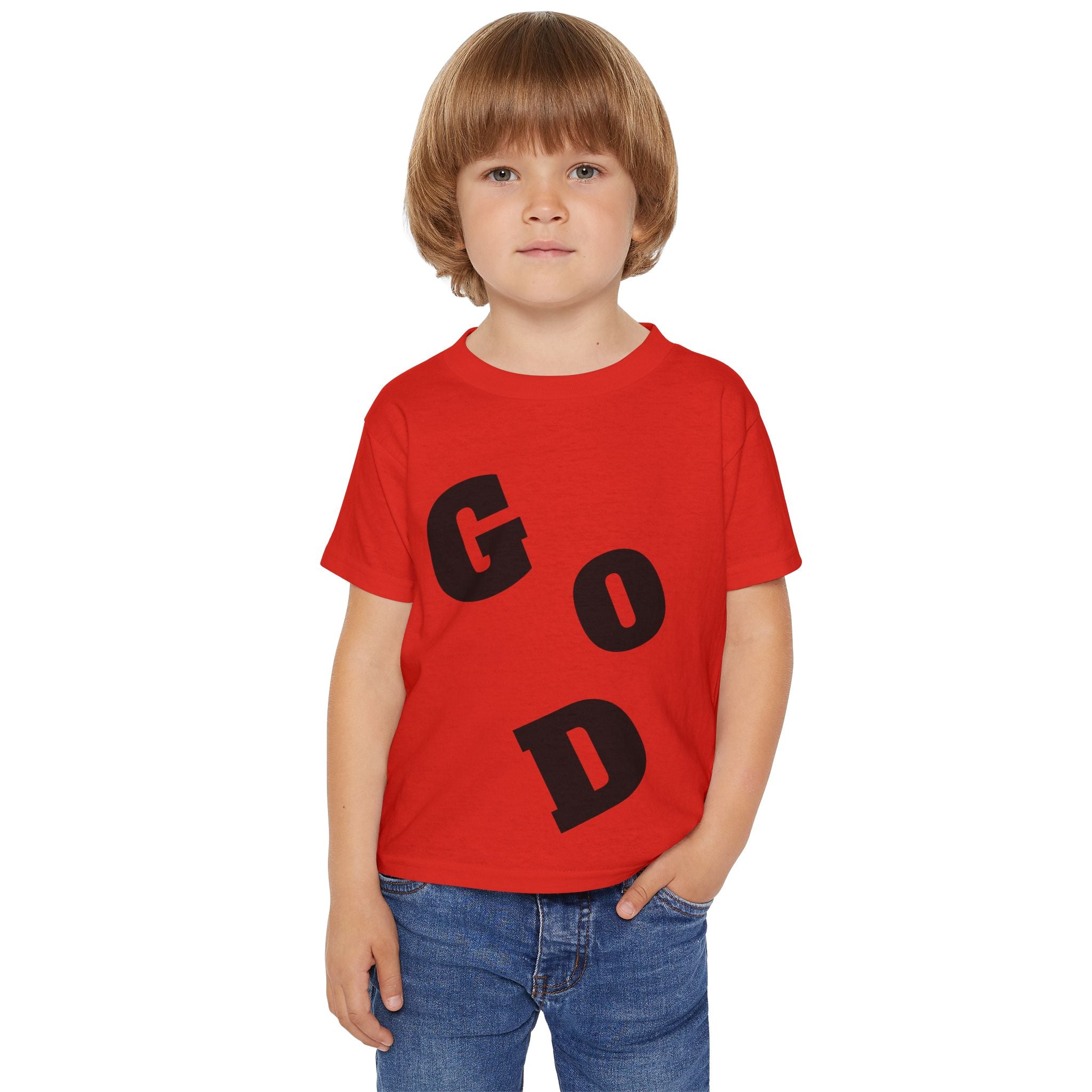 Toddler T‑Shirt — “God Loves Me” Diagonal Bold Typography (Christian Kids Tee)