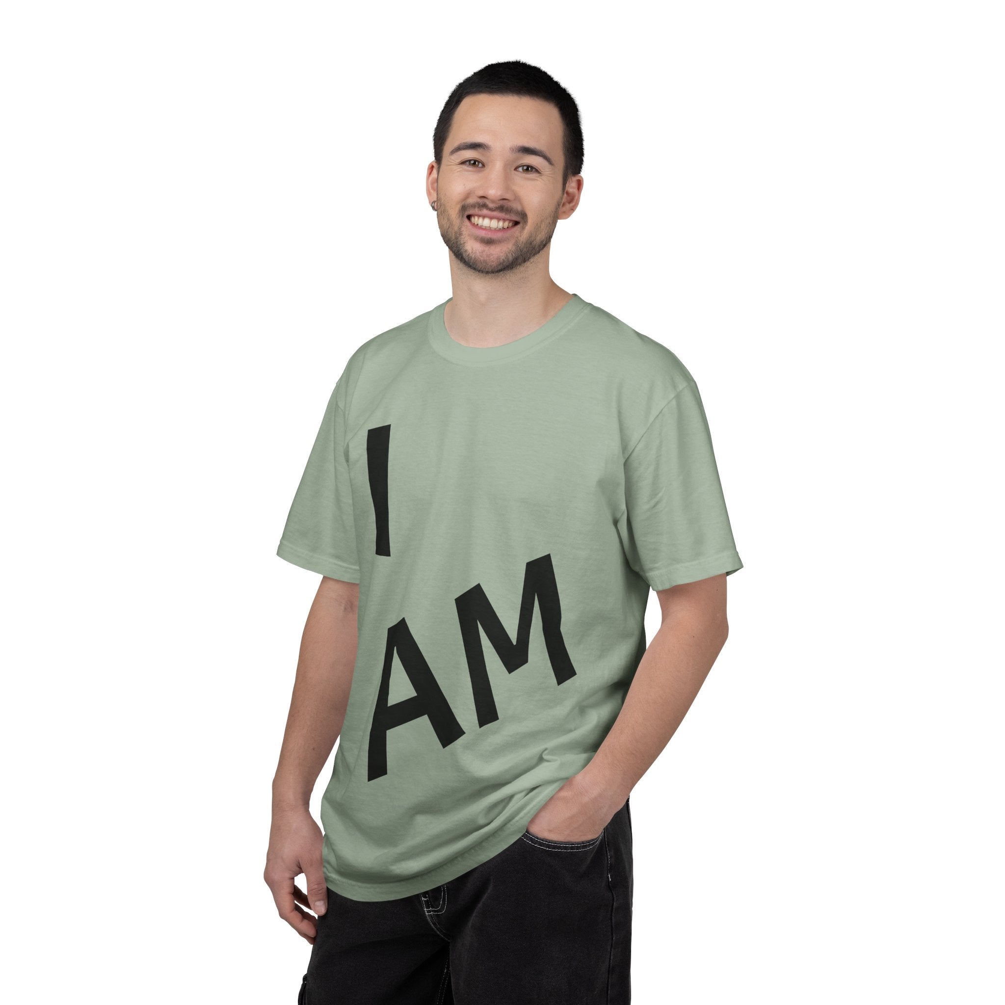 T-Shirt — “I AM” Front Text with Cloud Heart Love Back Graphic | Positive Self-Love Tee