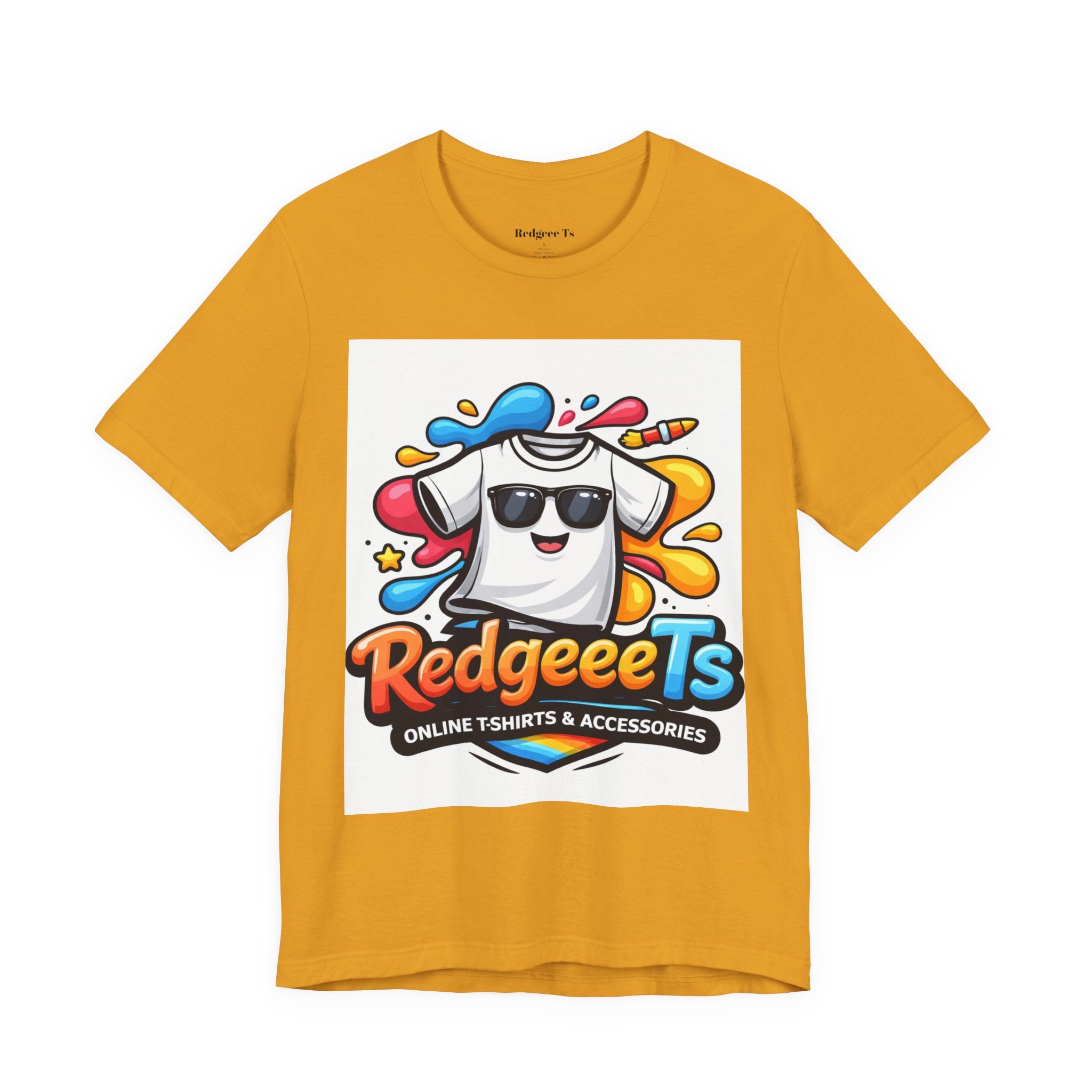 Graphic Tee — Colorful 'RedgeeeTs' Logo Front with QR Code 'Scan Me!' Back