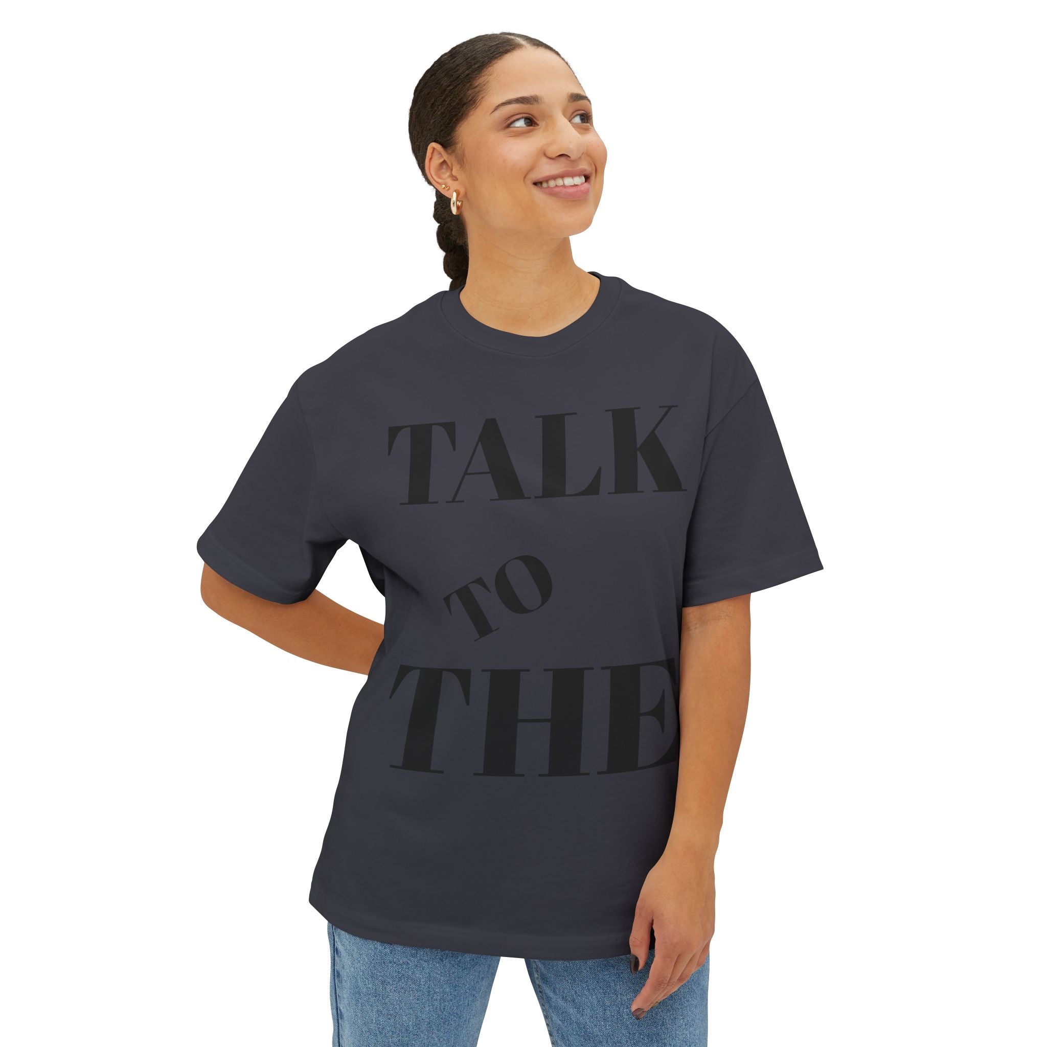 Talk to the Hand Oversized Tee, Unisex Boxy T-Shirt, Casual Wear, Comfortable Tee, Trendy Graphic Tee, Gift for Friends, Streetwear Fashion