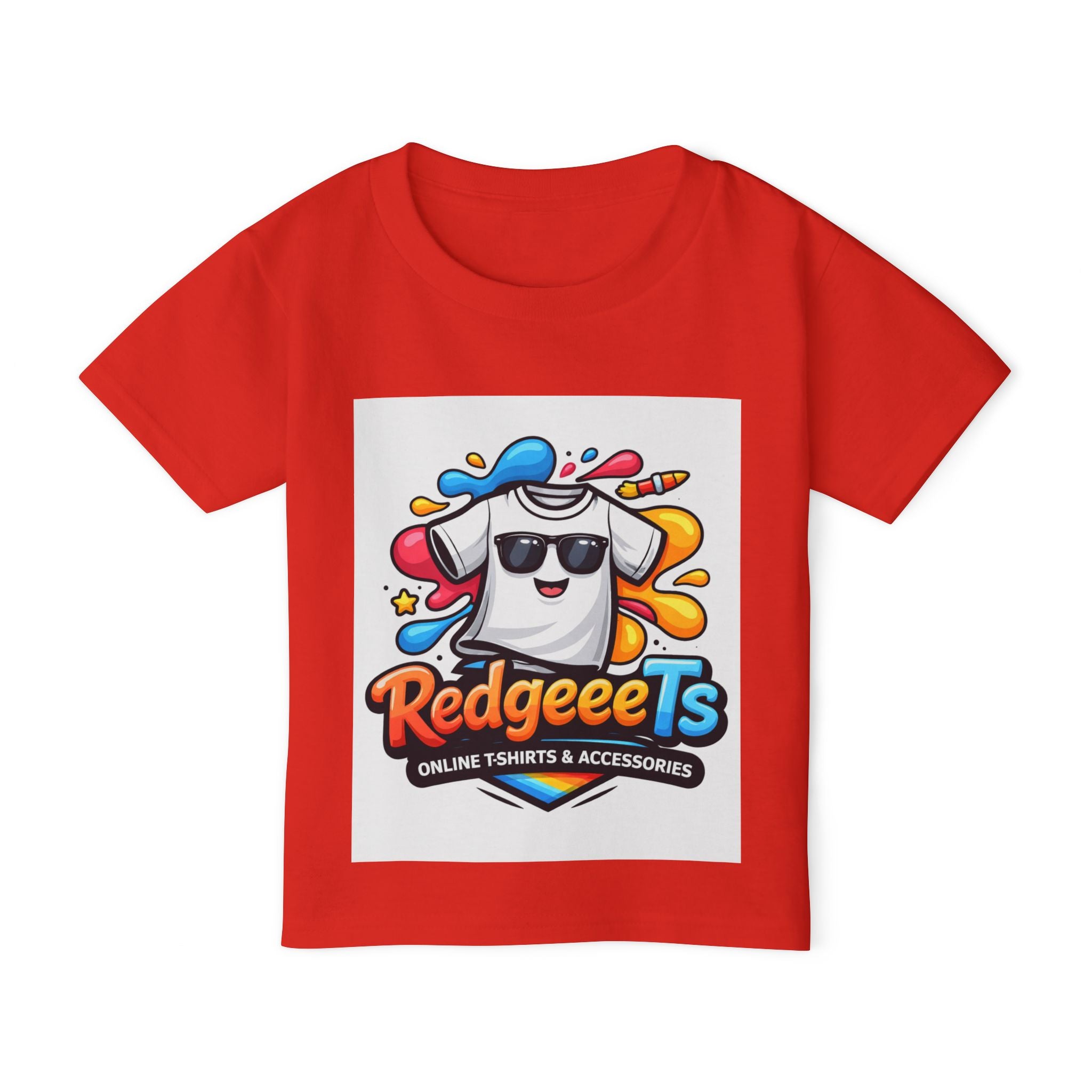 Toddler T-Shirt — Colorful Cartoon Tee with 'RedgeeeTs' Logo & Back QR Scan