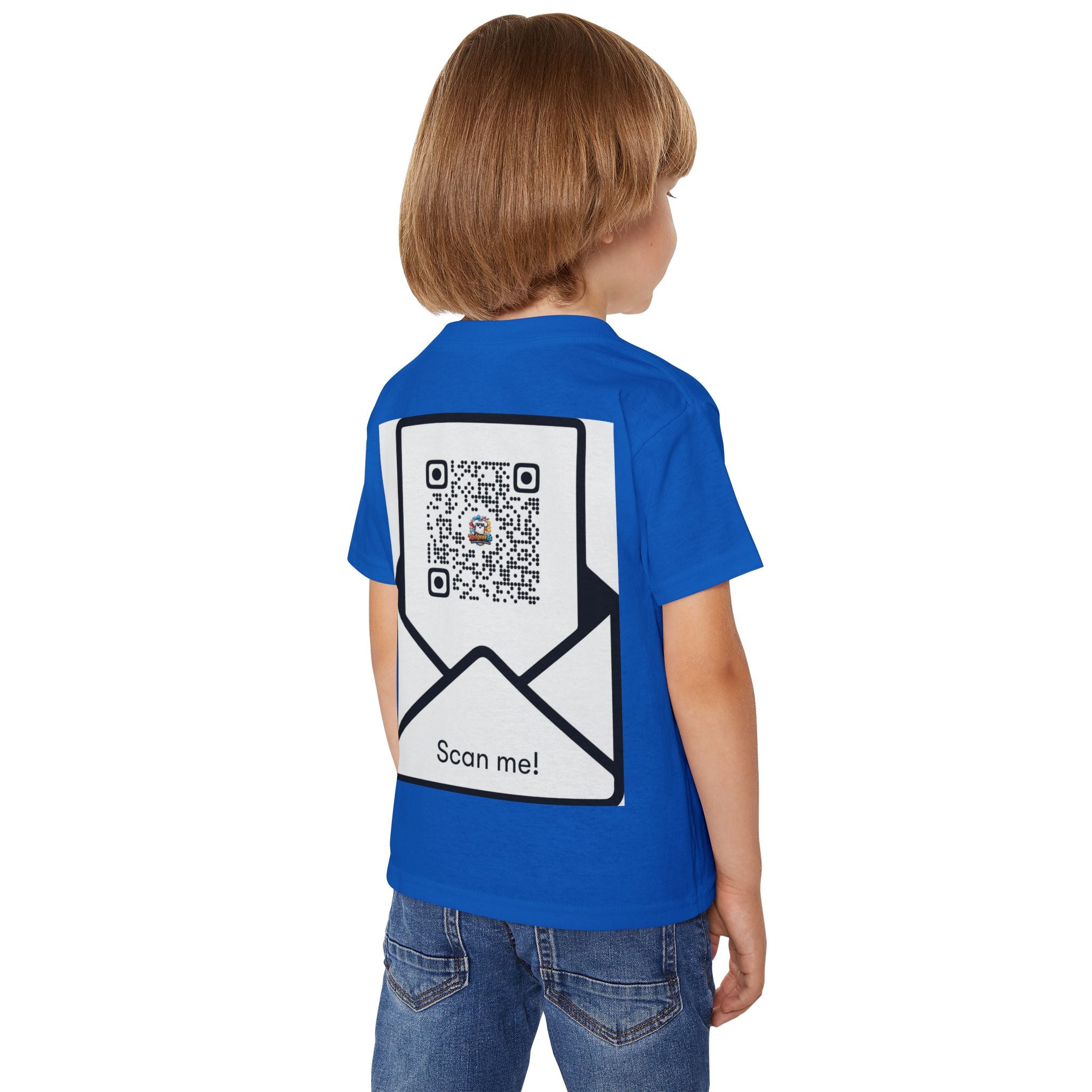 Toddler T-Shirt — Colorful Cartoon Tee with 'RedgeeeTs' Logo & Back QR Scan