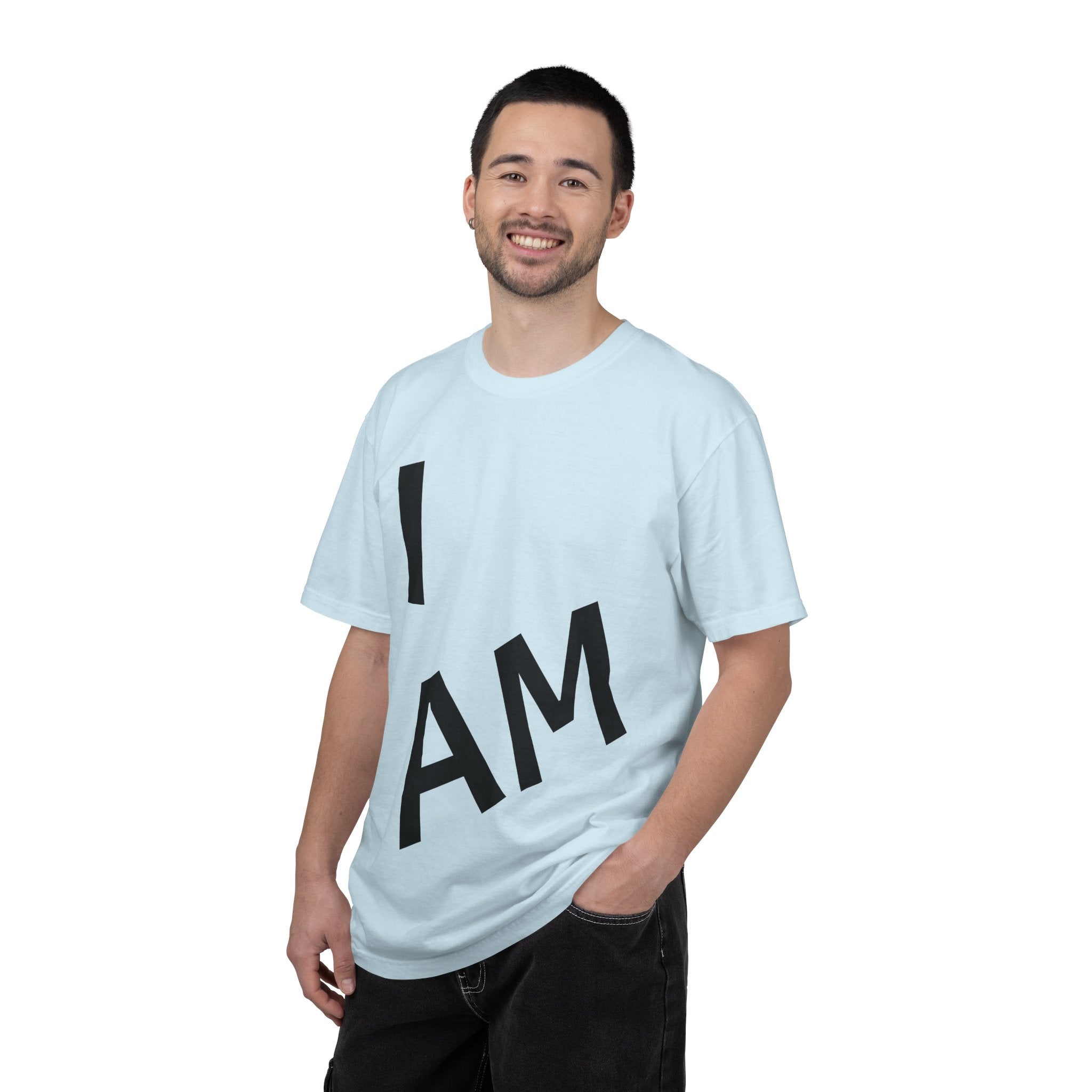 T-Shirt — “I AM” Front Text with Cloud Heart Love Back Graphic | Positive Self-Love Tee