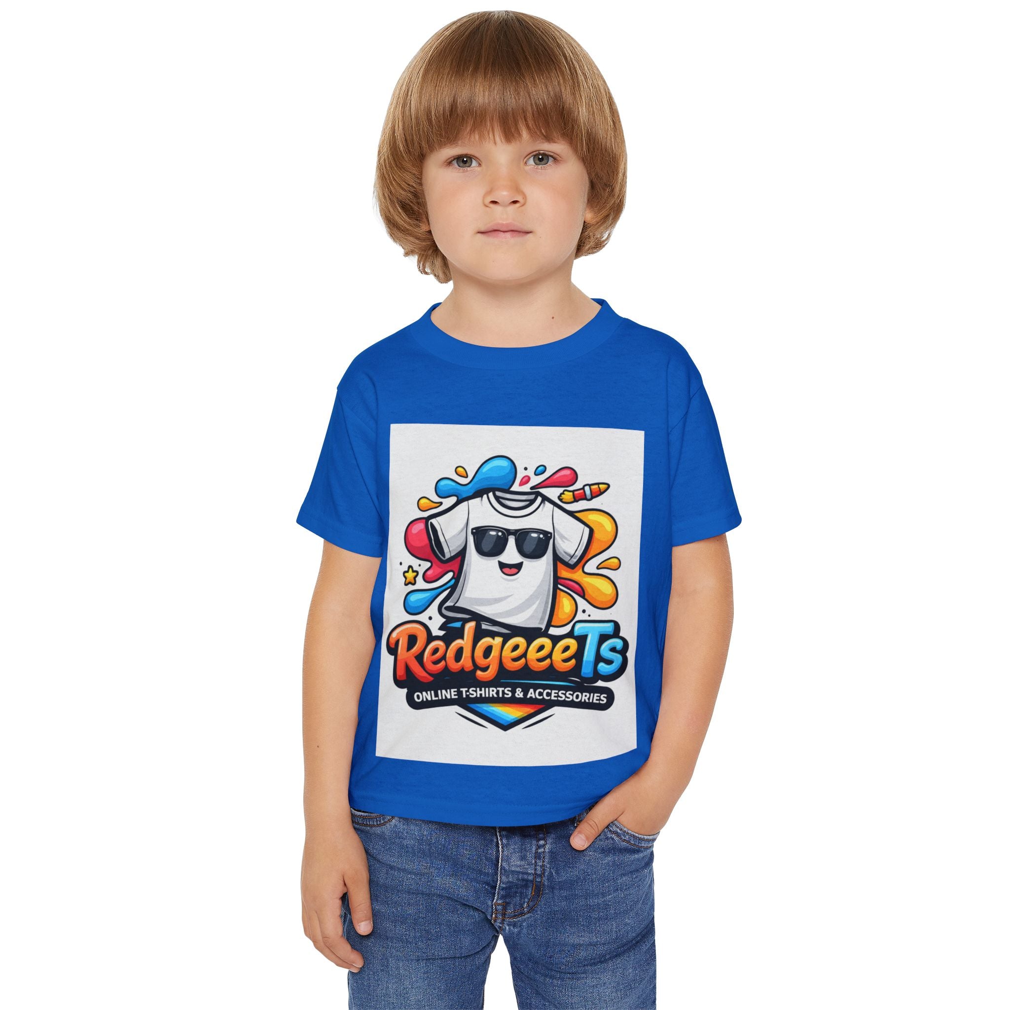 Toddler T-Shirt — Colorful Cartoon Tee with 'RedgeeeTs' Logo & Back QR Scan