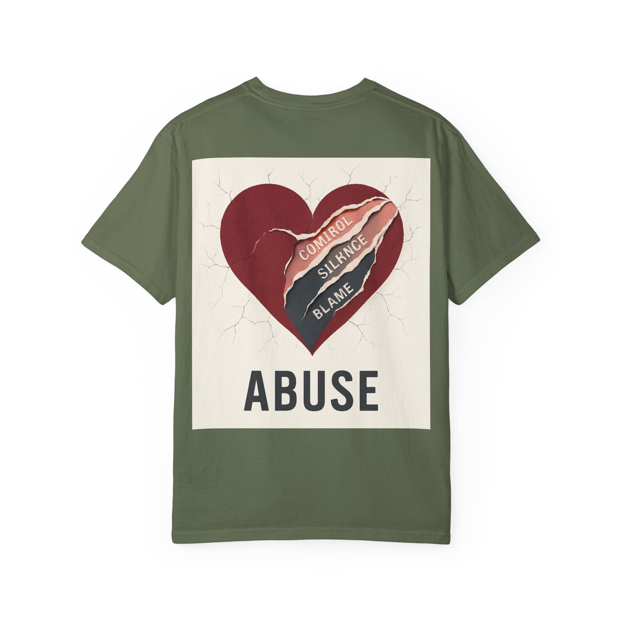 Unisex T-shirt for Abuse Awareness, Heart Design Apparel, Support Mental Health, Thought-Provoking Gift, Everyday Comfort Wear