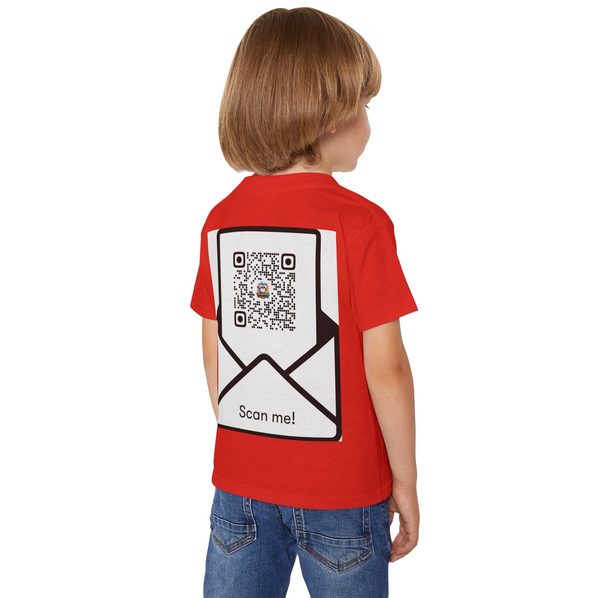 Toddler T-Shirt — Colorful Cartoon Tee with 'RedgeeeTs' Logo & Back QR Scan