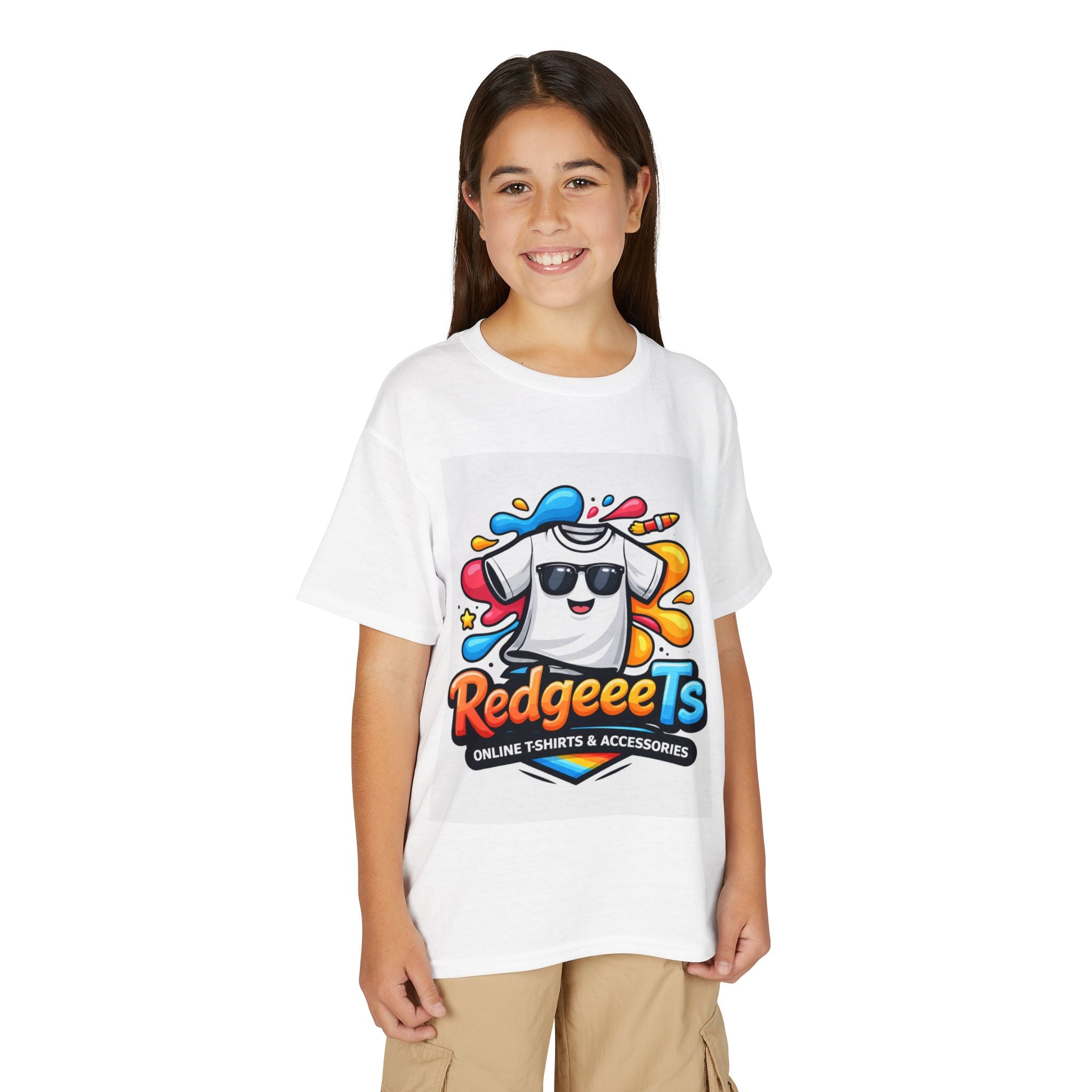 Youth T-Shirt — Fun Mascot Front with 'RedgeeeTs' Logo & Back QR Code 'Scan Me'
