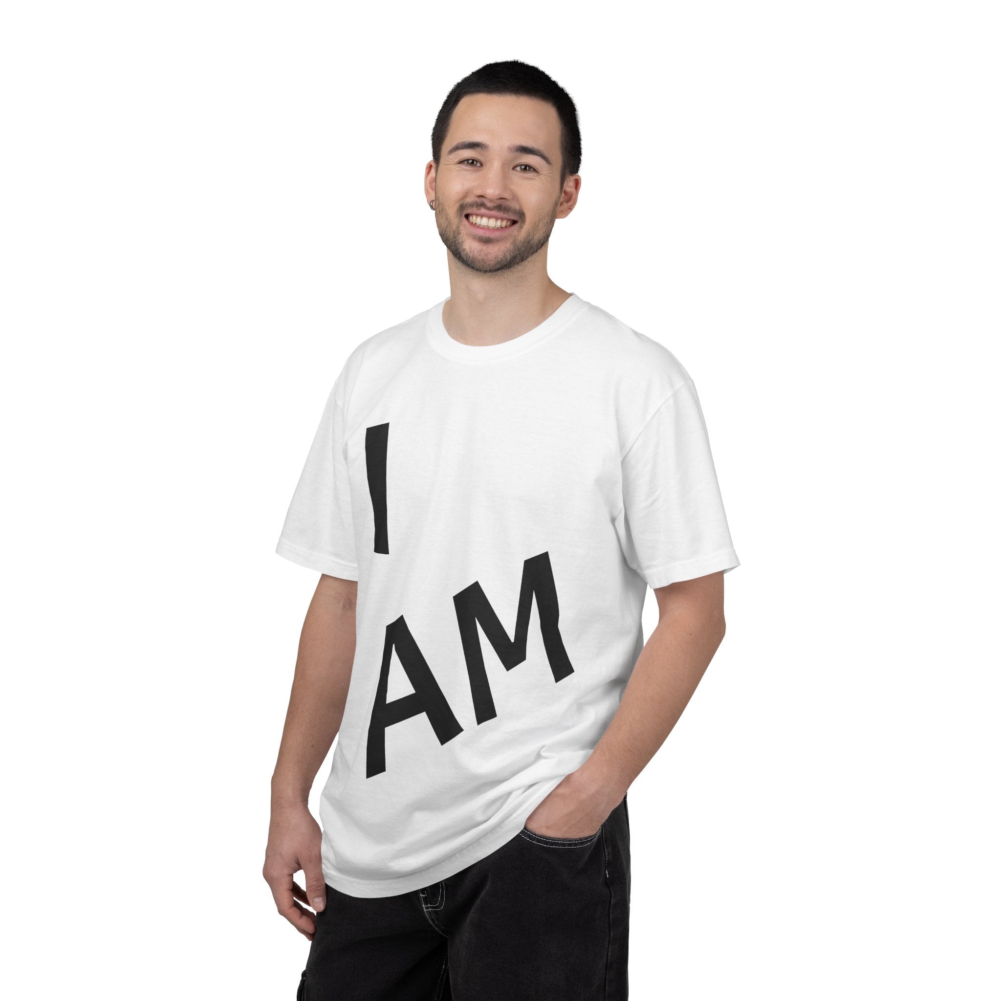 T-Shirt — “I AM” Front Text with Cloud Heart Love Back Graphic | Positive Self-Love Tee