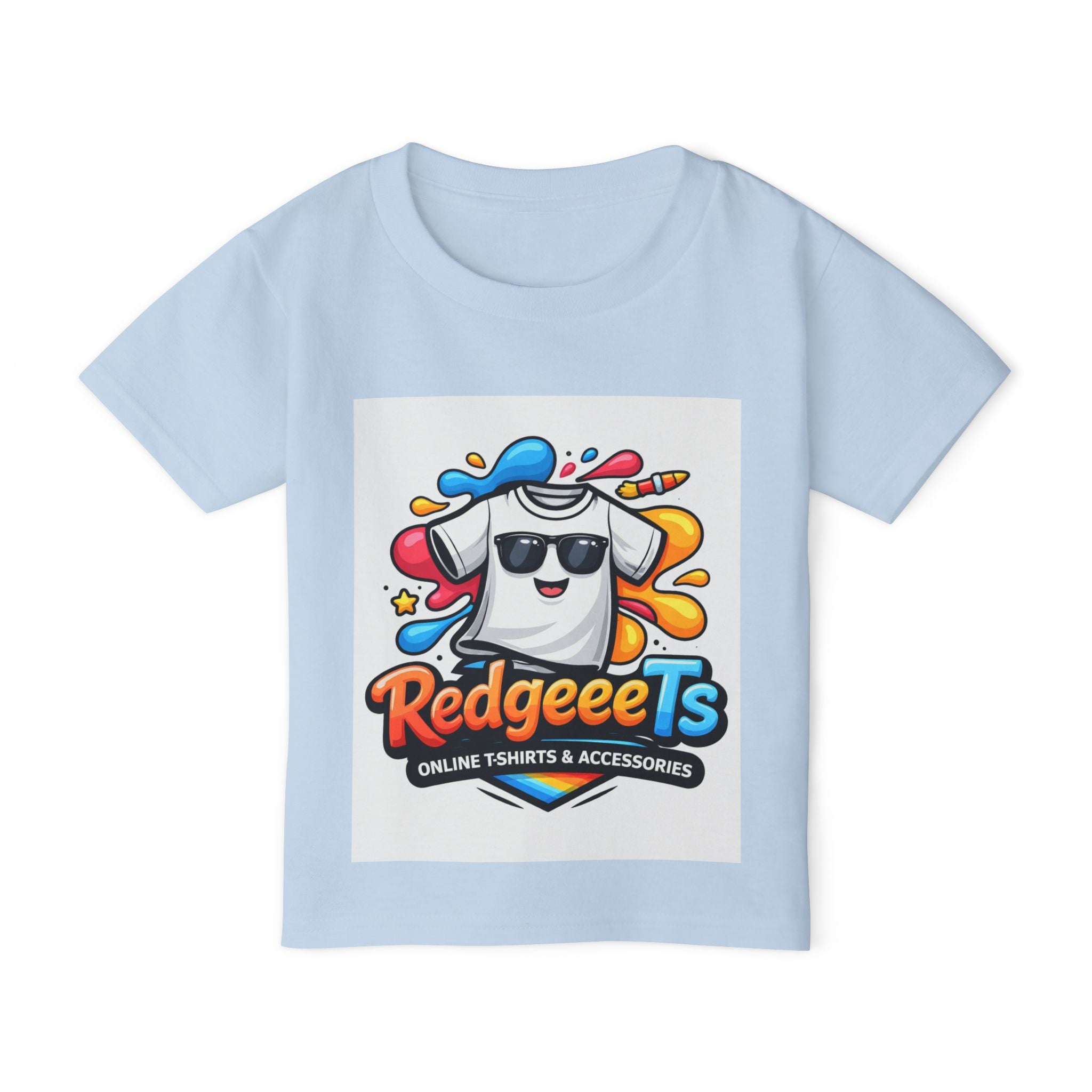Toddler T-Shirt — Colorful Cartoon Tee with 'RedgeeeTs' Logo & Back QR Scan