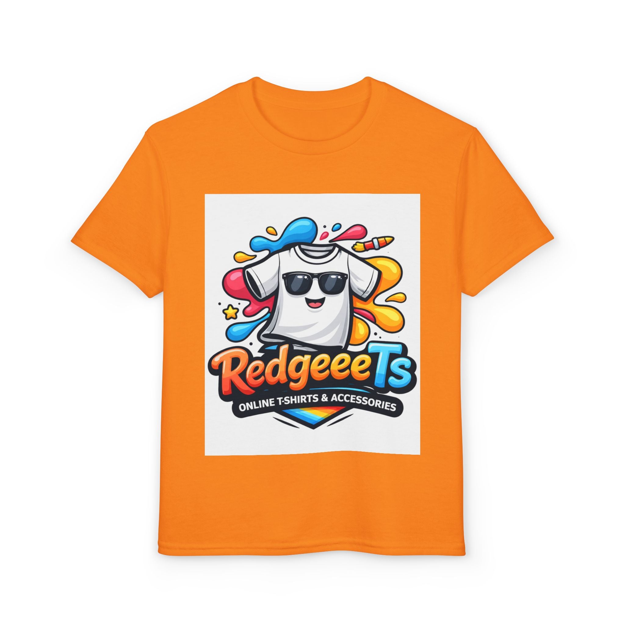 Youth T-Shirt — Fun Mascot Front with 'RedgeeeTs' Logo & Back QR Code 'Scan Me'