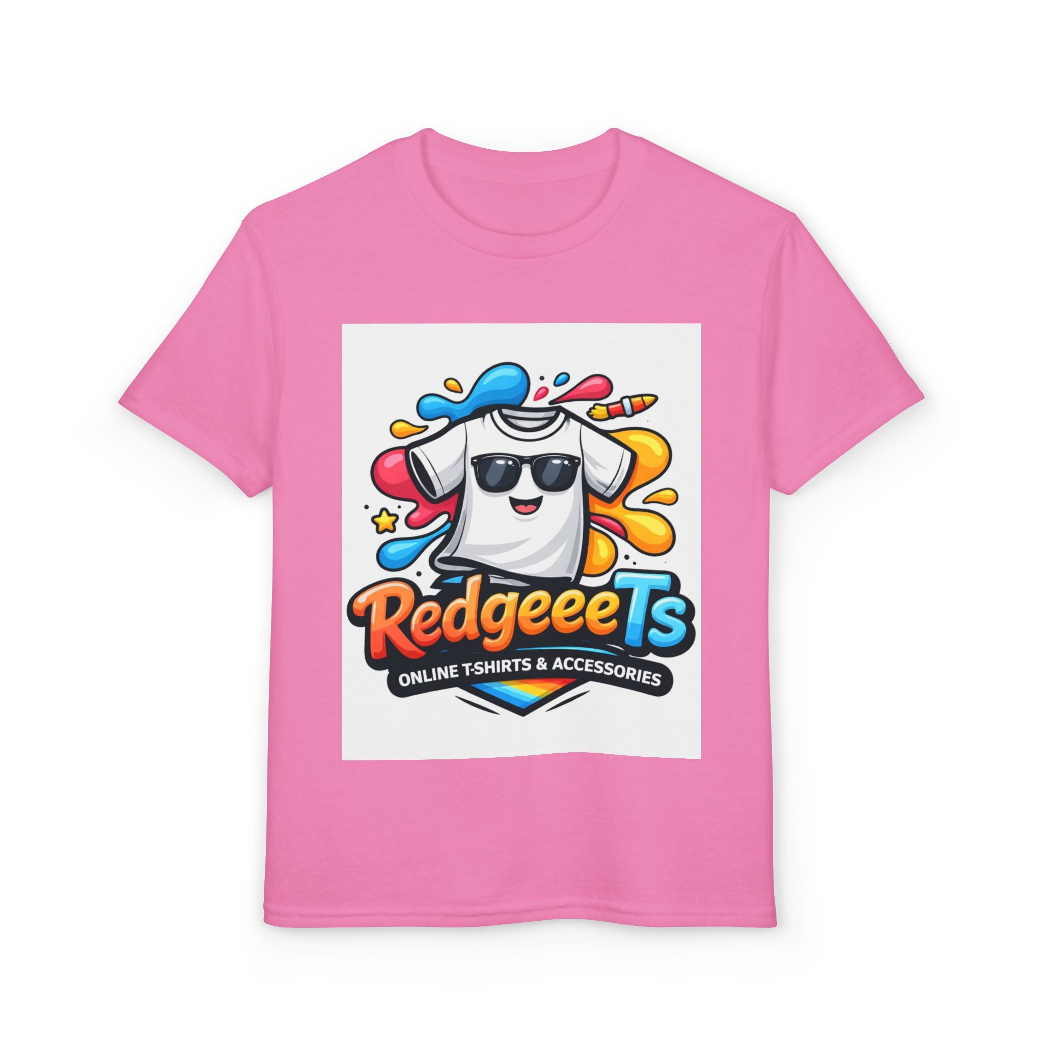 Youth T-Shirt — Fun Mascot Front with 'RedgeeeTs' Logo & Back QR Code 'Scan Me'