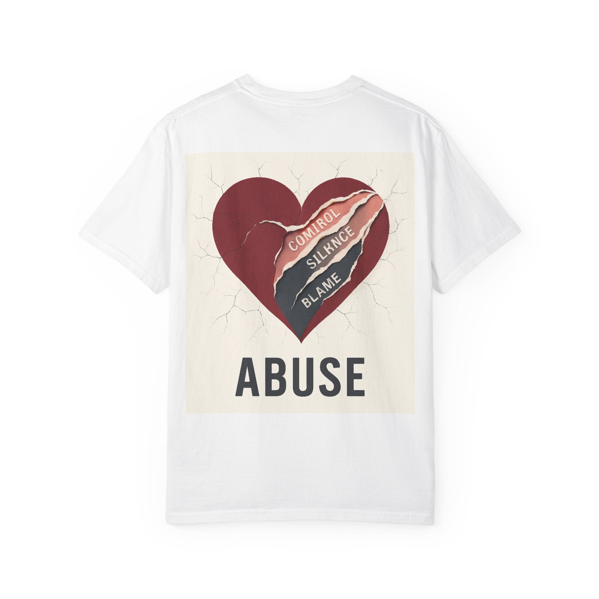 Unisex T-shirt for Abuse Awareness, Heart Design Apparel, Support Mental Health, Thought-Provoking Gift, Everyday Comfort Wear