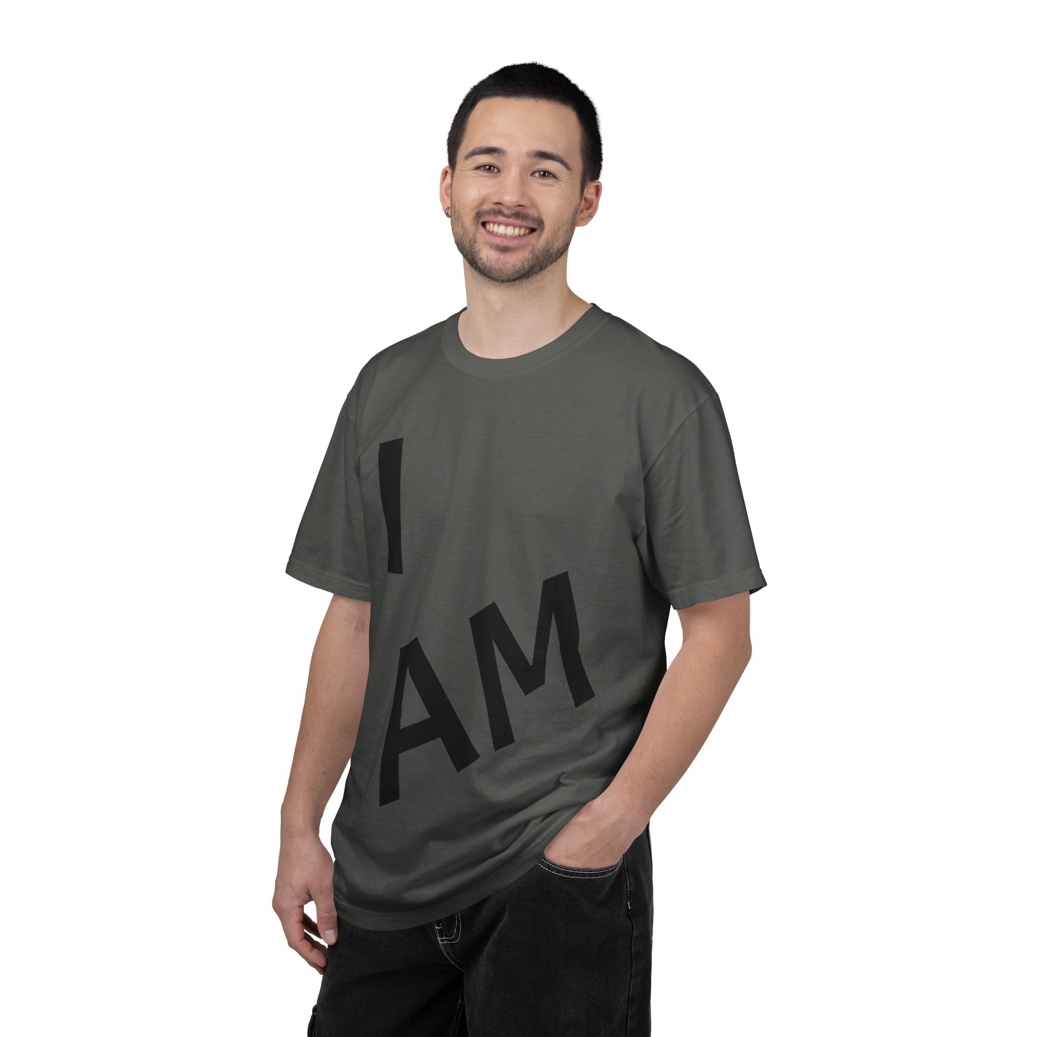 T-Shirt — “I AM” Front Text with Cloud Heart Love Back Graphic | Positive Self-Love Tee