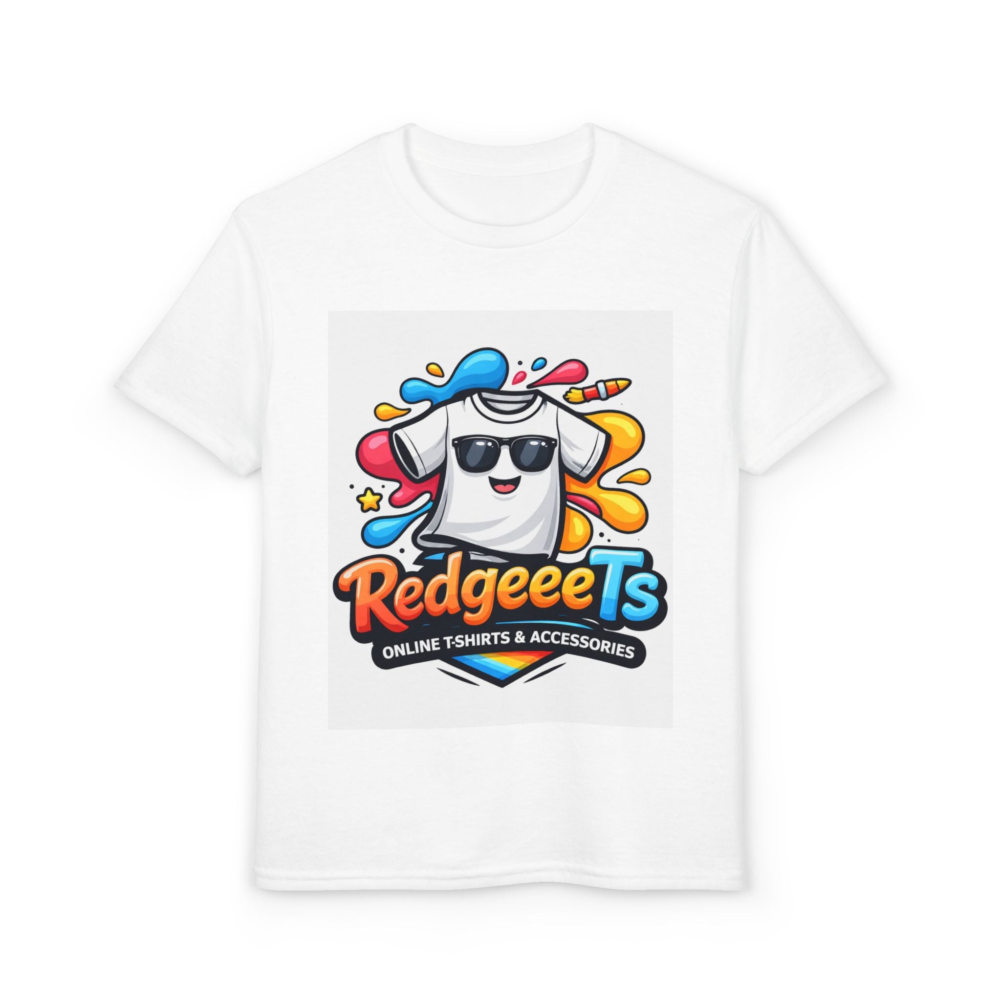 Youth T-Shirt — Fun Mascot Front with 'RedgeeeTs' Logo & Back QR Code 'Scan Me'