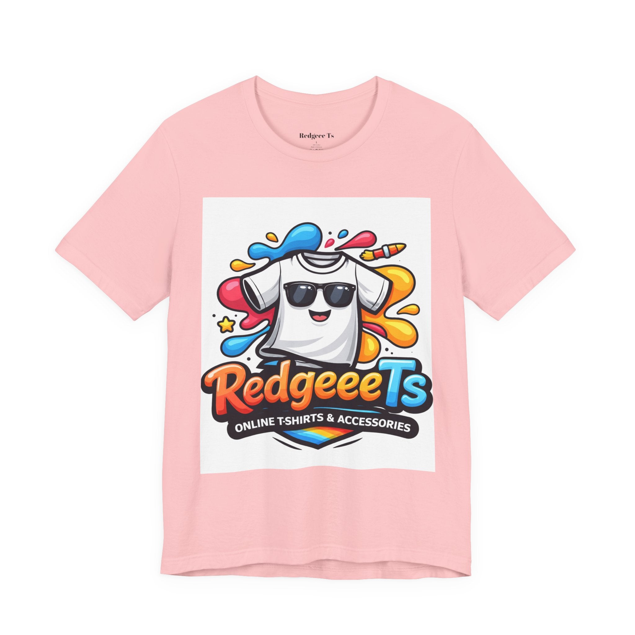 Graphic Tee — Colorful 'RedgeeeTs' Logo Front with QR Code 'Scan Me!' Back