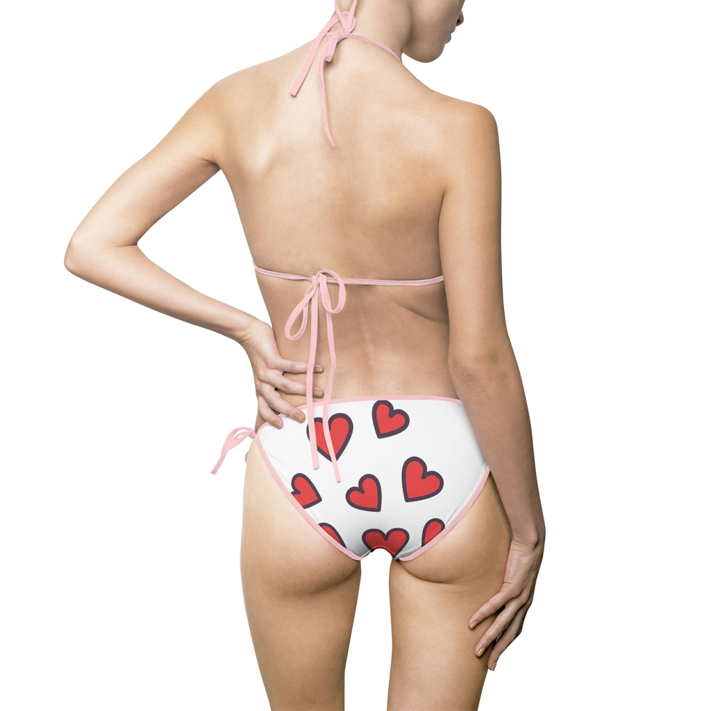 Heart Pattern Women's Bikini Swimsuit, Beachwear, Summer Swim, Vacation Attire, Pool Party, Gift for Her