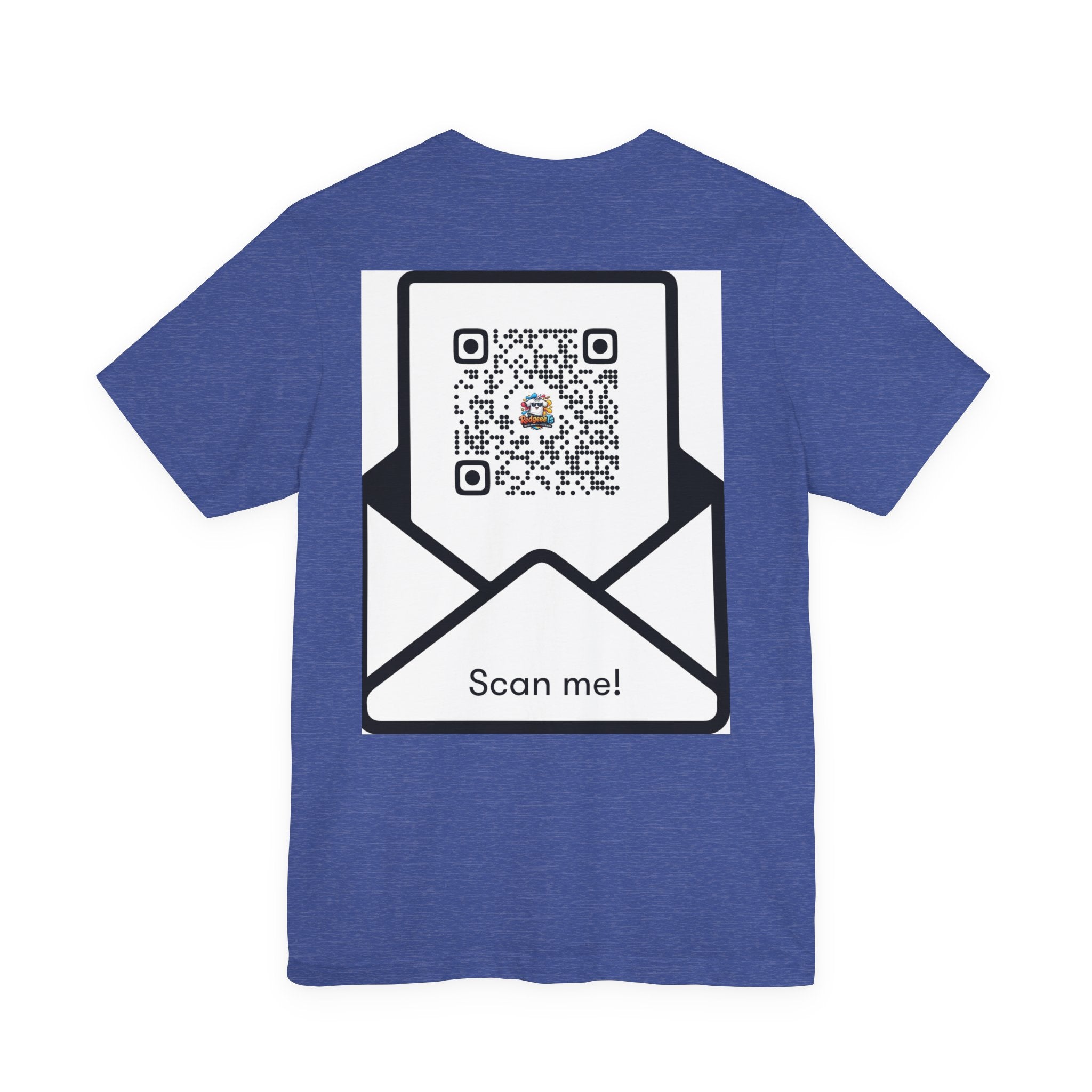 Graphic Tee — Colorful 'RedgeeeTs' Logo Front with QR Code 'Scan Me!' Back