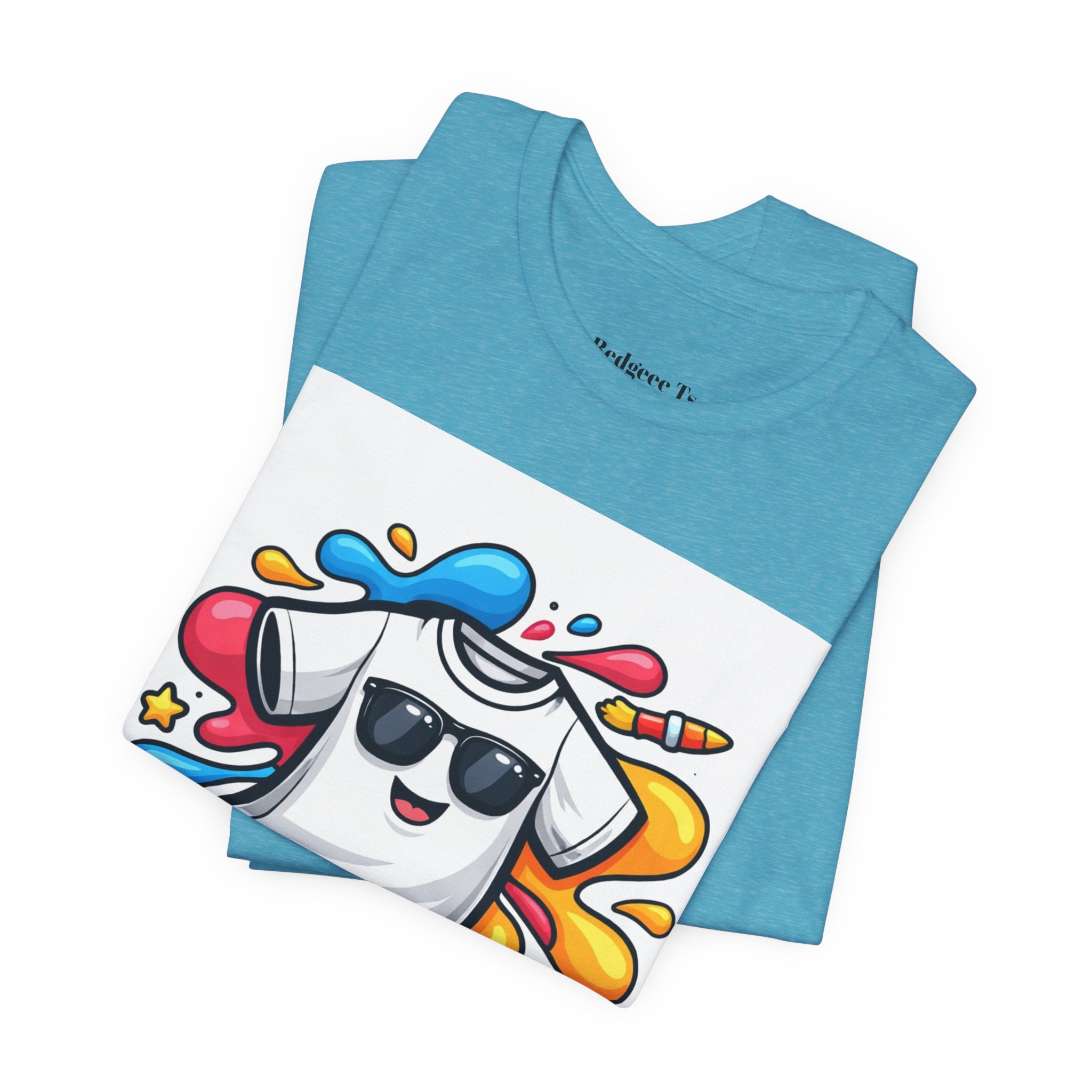 Graphic Tee — Colorful 'RedgeeeTs' Logo Front with QR Code 'Scan Me!' Back