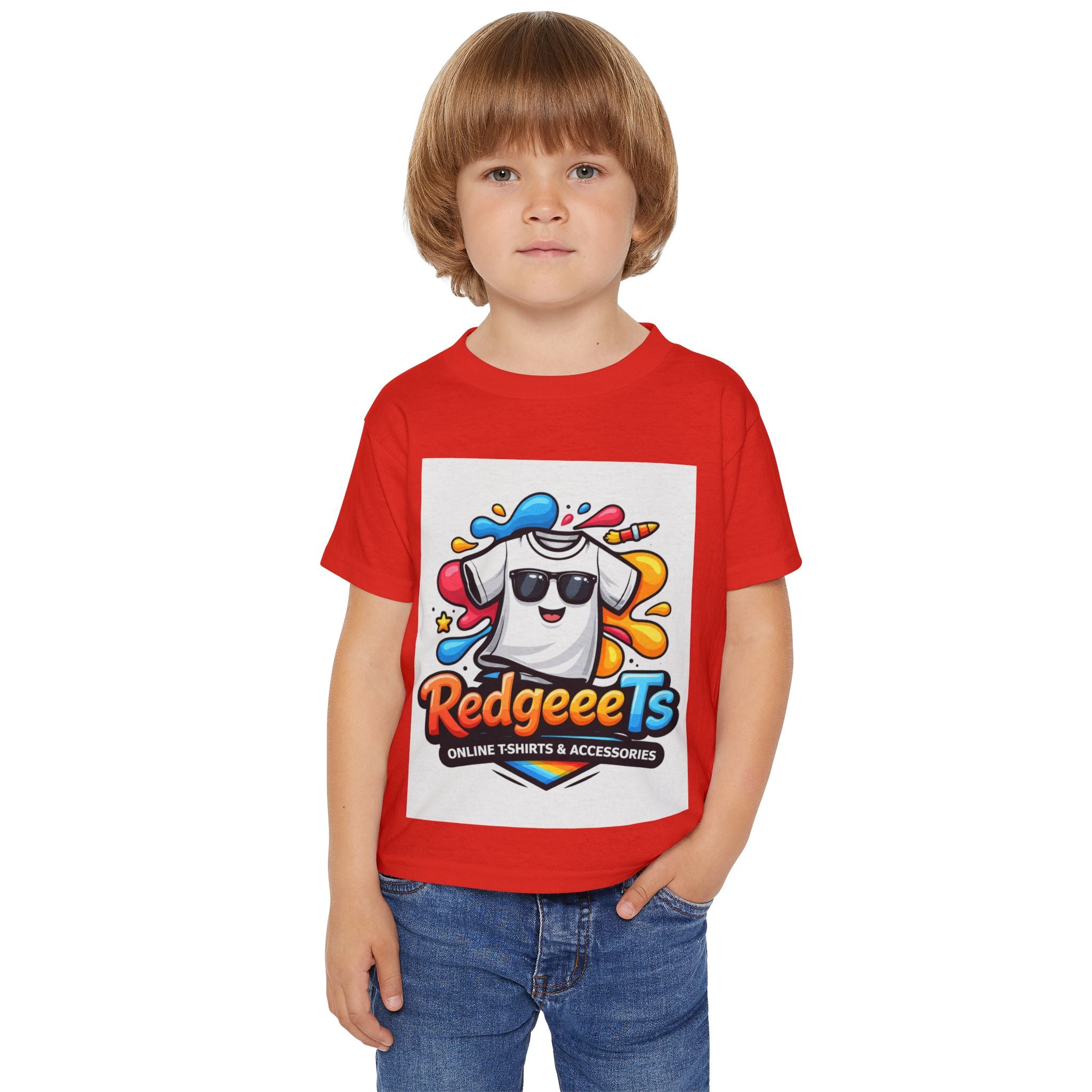 Toddler T-Shirt — Colorful Cartoon Tee with 'RedgeeeTs' Logo & Back QR Scan