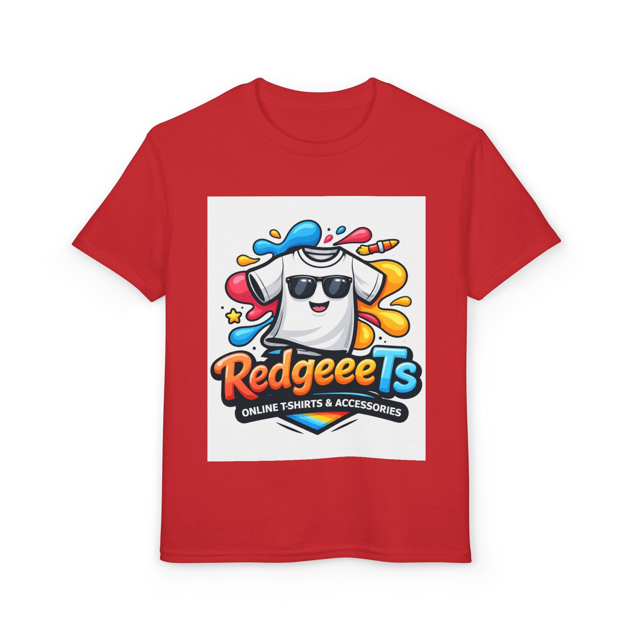 Youth T-Shirt — Fun Mascot Front with 'RedgeeeTs' Logo & Back QR Code 'Scan Me'