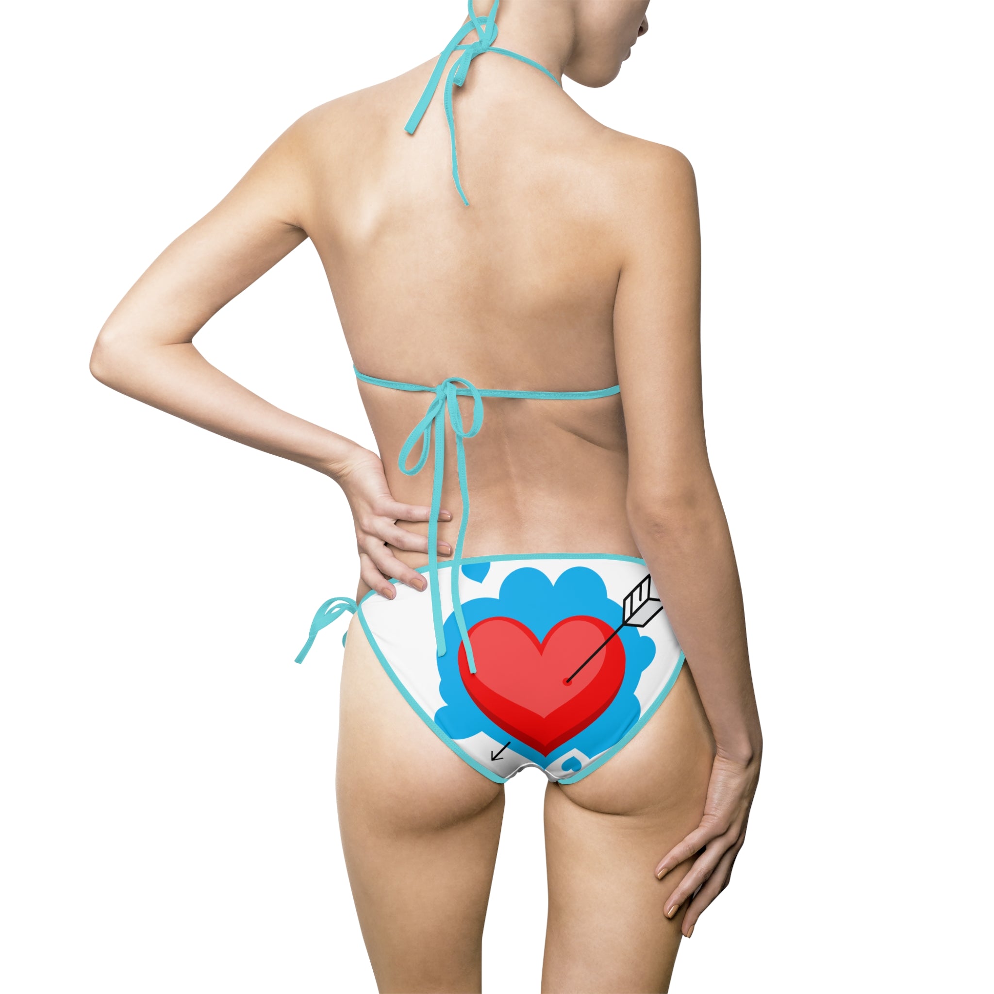 Colorful Heart Print Bikini Swimsuit, Summer Swimwear, Beachwear, Cute Swim Set, Valentine's Day Gift, Vacation Essentials