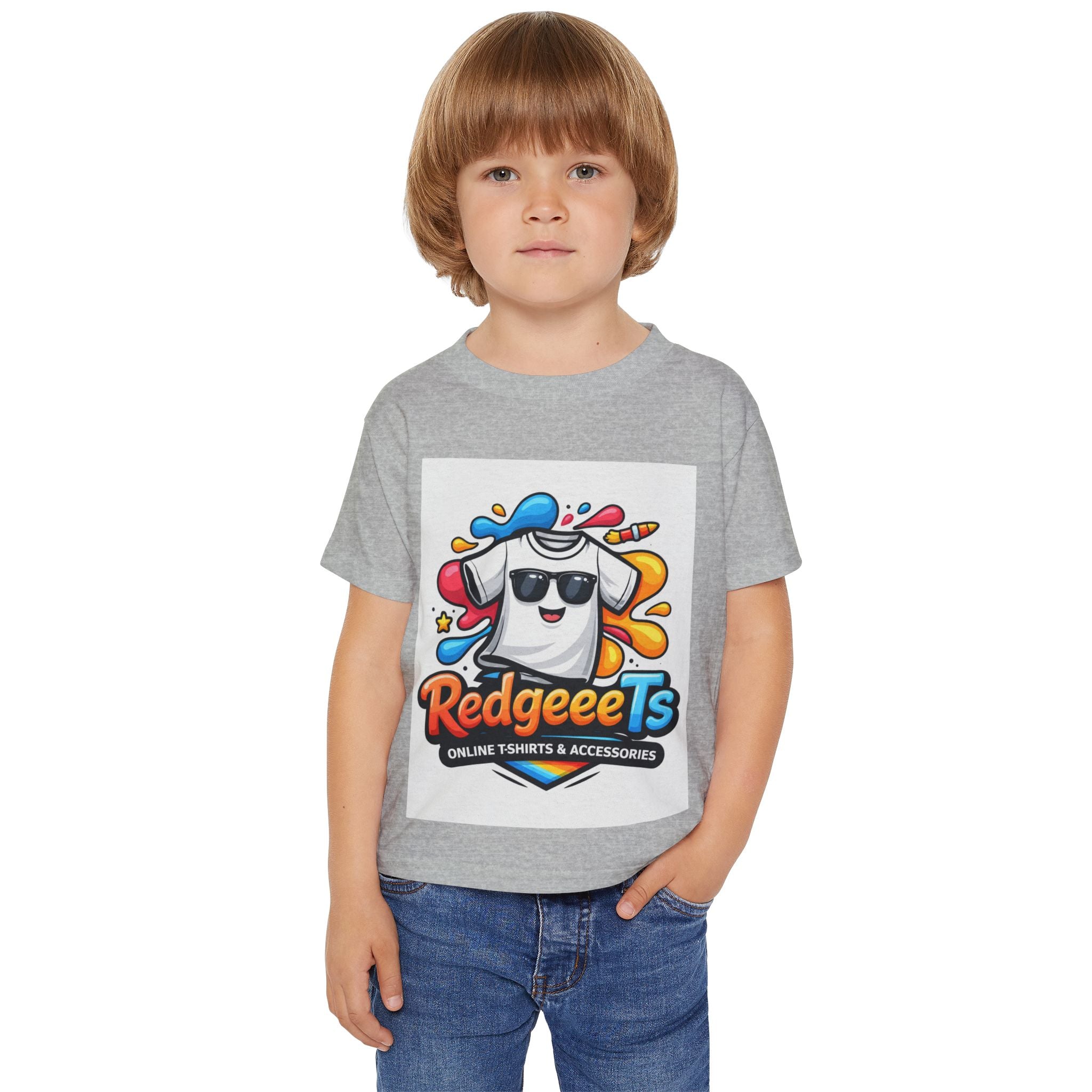 Toddler T-Shirt — Colorful Cartoon Tee with 'RedgeeeTs' Logo & Back QR Scan