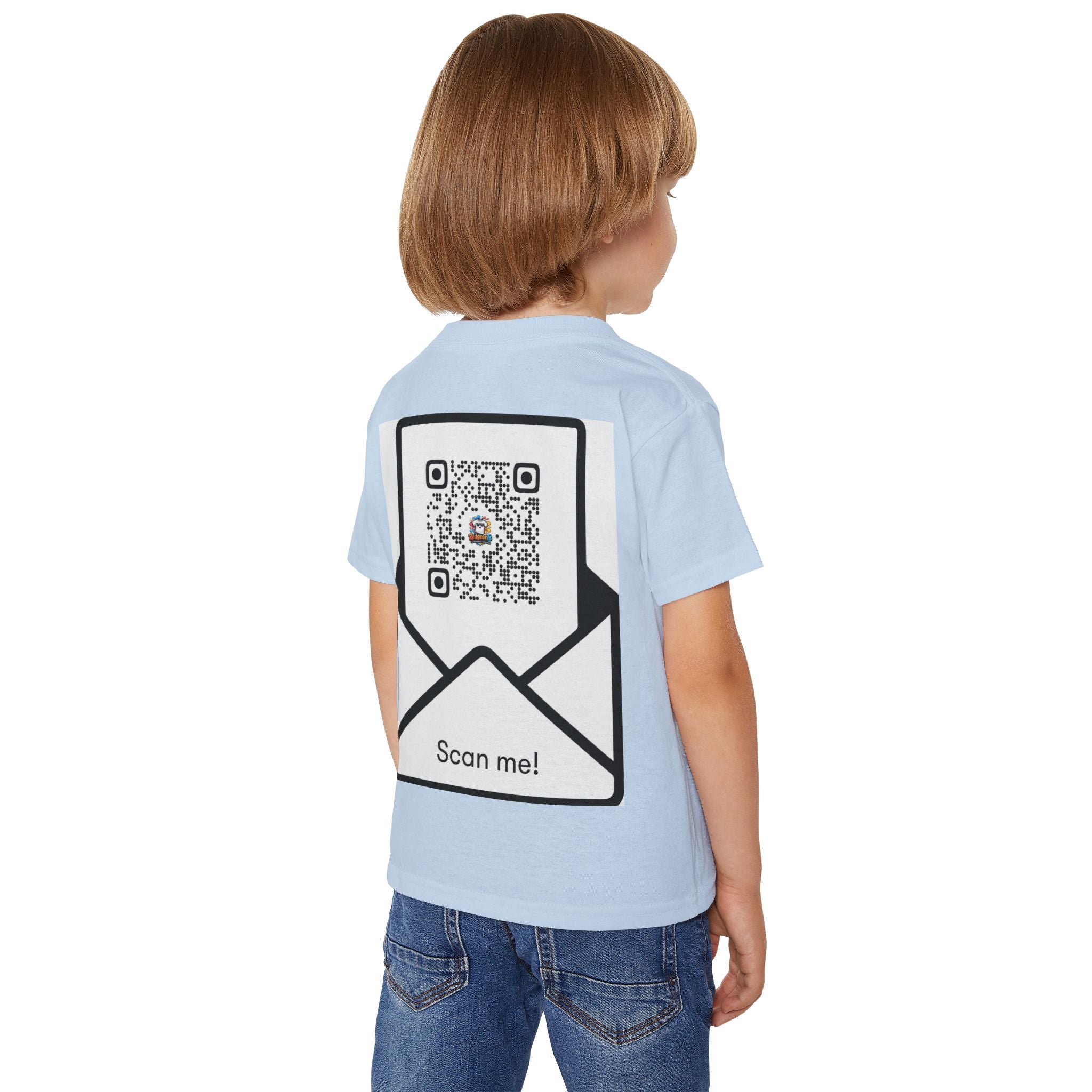 Toddler T-Shirt — Colorful Cartoon Tee with 'RedgeeeTs' Logo & Back QR Scan