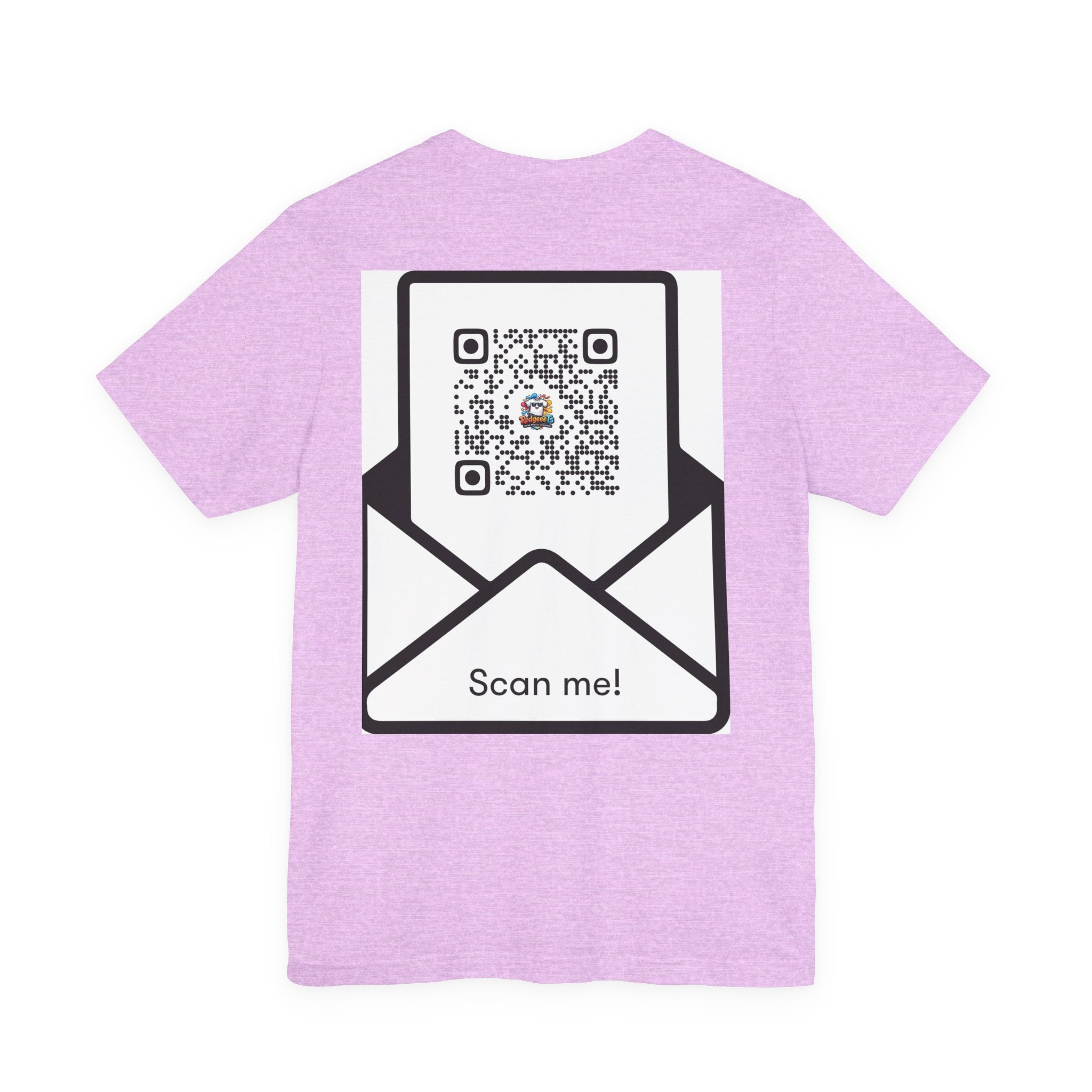 Graphic Tee — Colorful 'RedgeeeTs' Logo Front with QR Code 'Scan Me!' Back