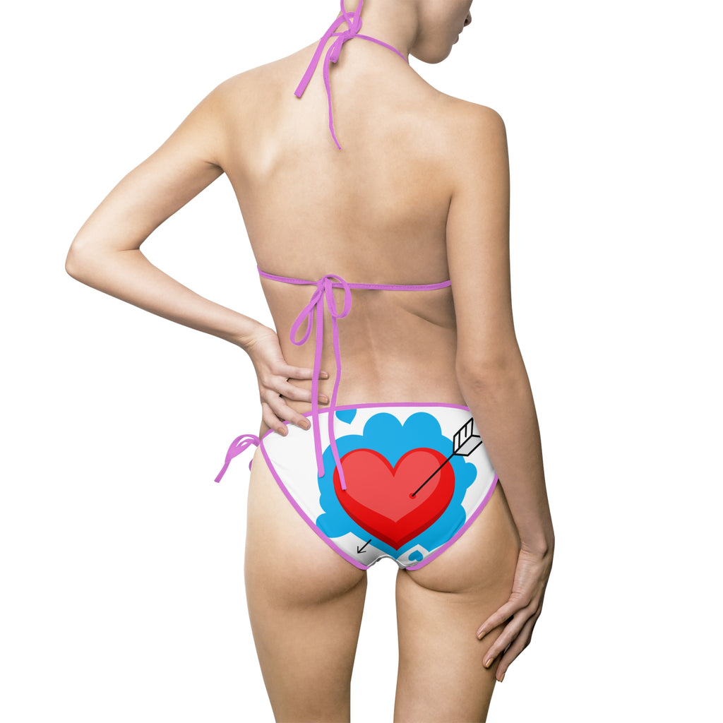 Colorful Heart Print Bikini Swimsuit, Summer Swimwear, Beachwear, Cute Swim Set, Valentine's Day Gift, Vacation Essentials