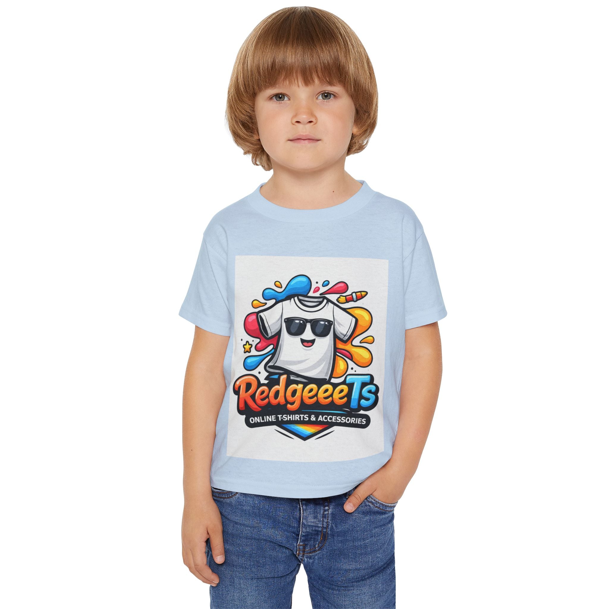 Toddler T-Shirt — Colorful Cartoon Tee with 'RedgeeeTs' Logo & Back QR Scan