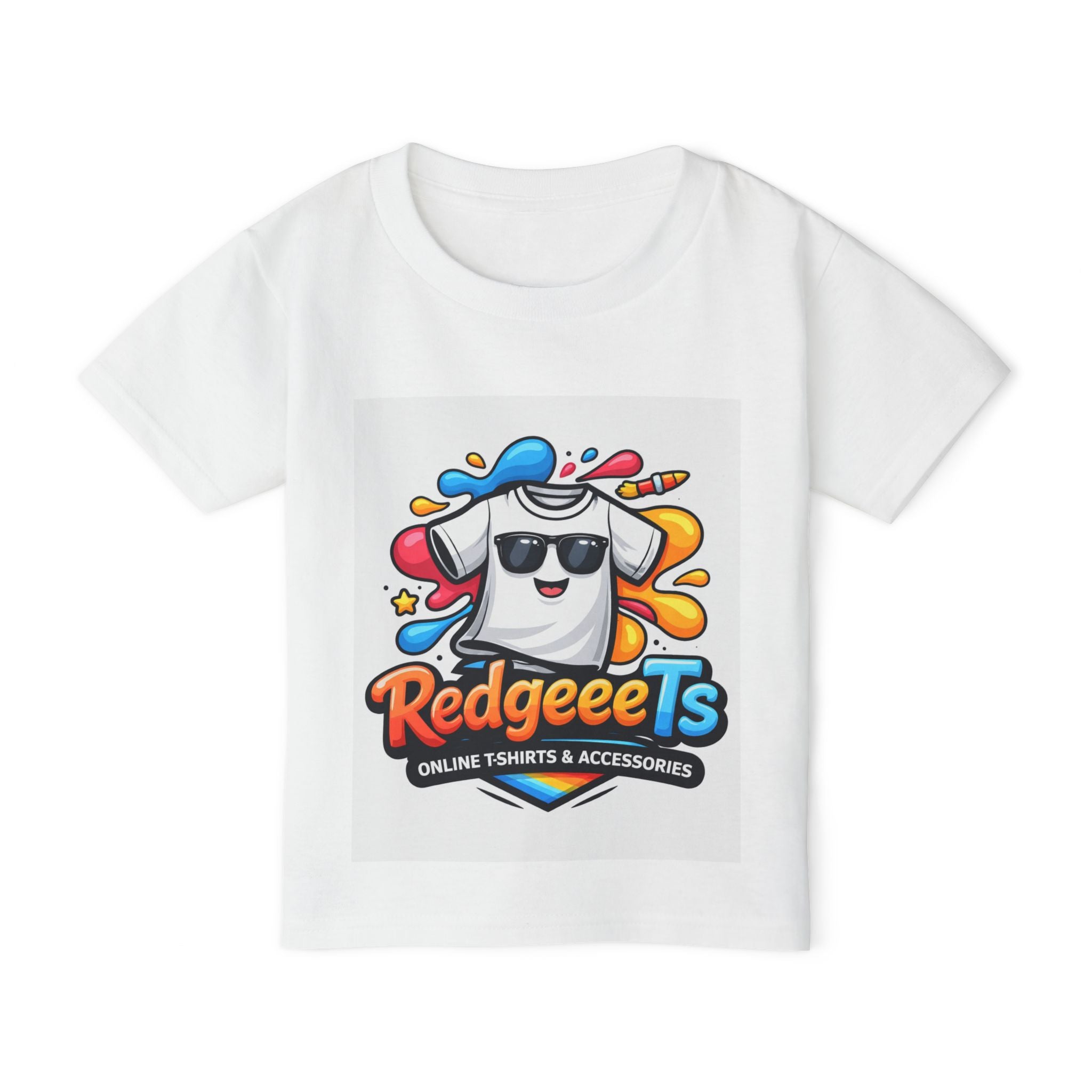 Toddler T-Shirt — Colorful Cartoon Tee with 'RedgeeeTs' Logo & Back QR Scan