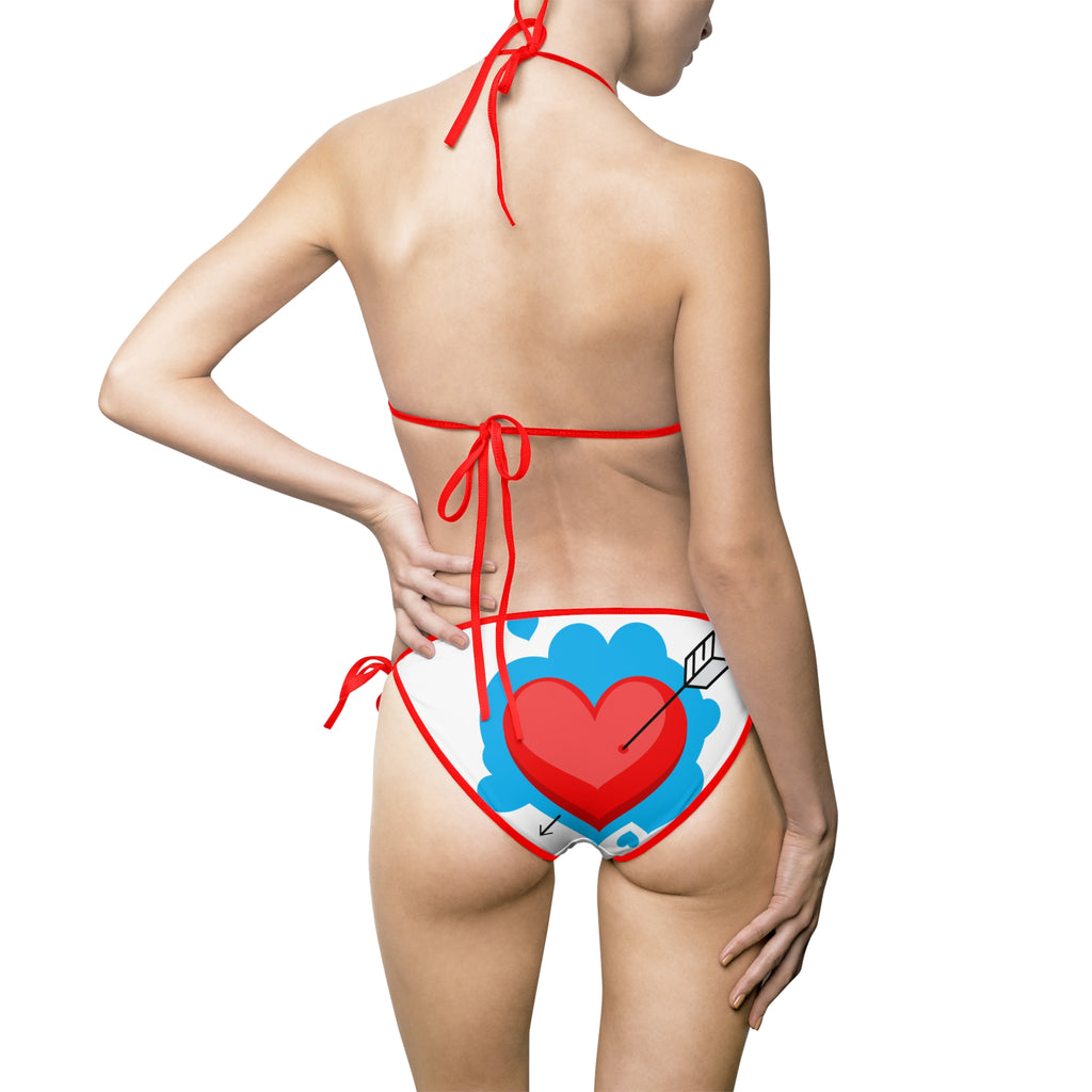 Colorful Heart Print Bikini Swimsuit, Summer Swimwear, Beachwear, Cute Swim Set, Valentine's Day Gift, Vacation Essentials