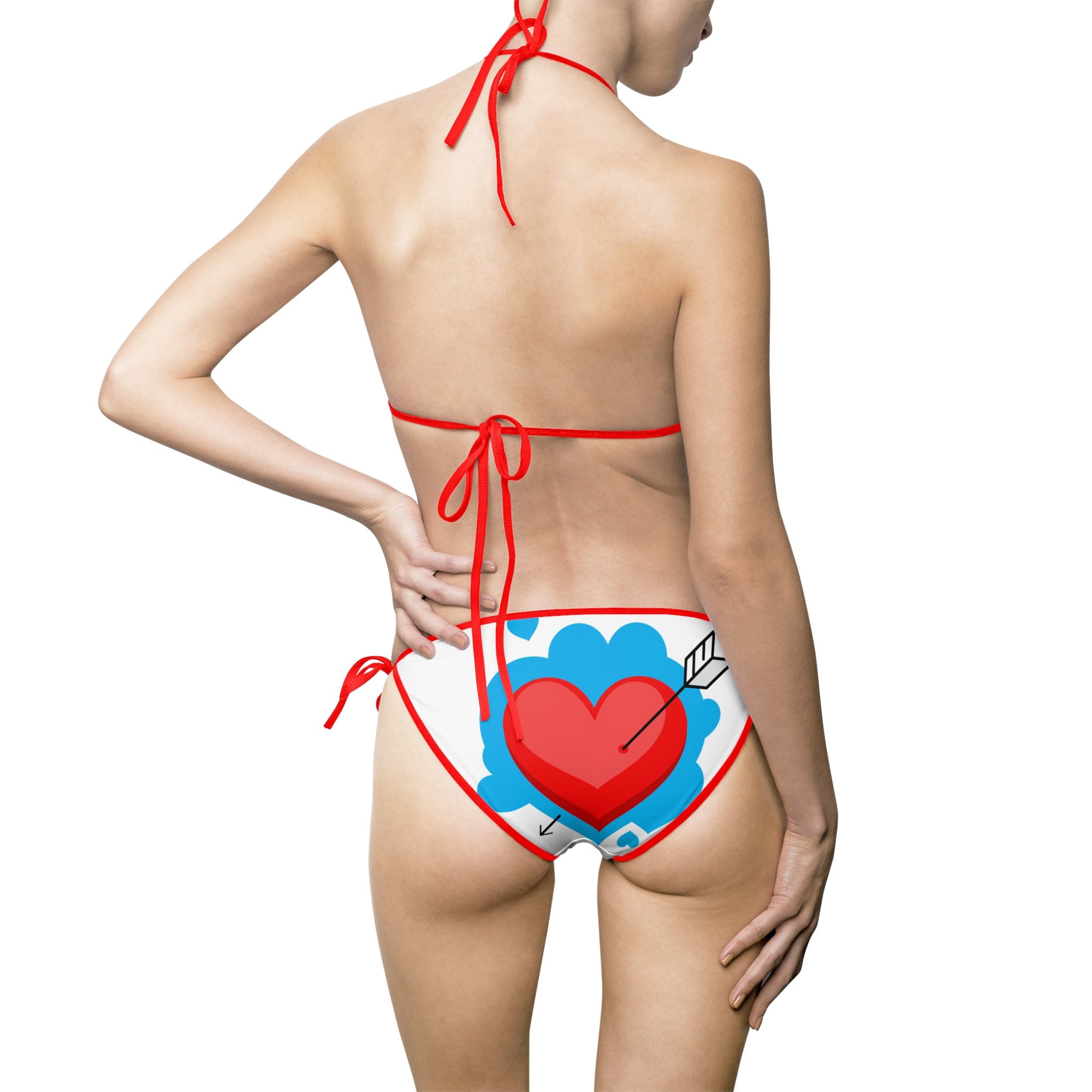 Colorful Heart Print Bikini Swimsuit, Summer Swimwear, Beachwear, Cute Swim Set, Valentine's Day Gift, Vacation Essentials