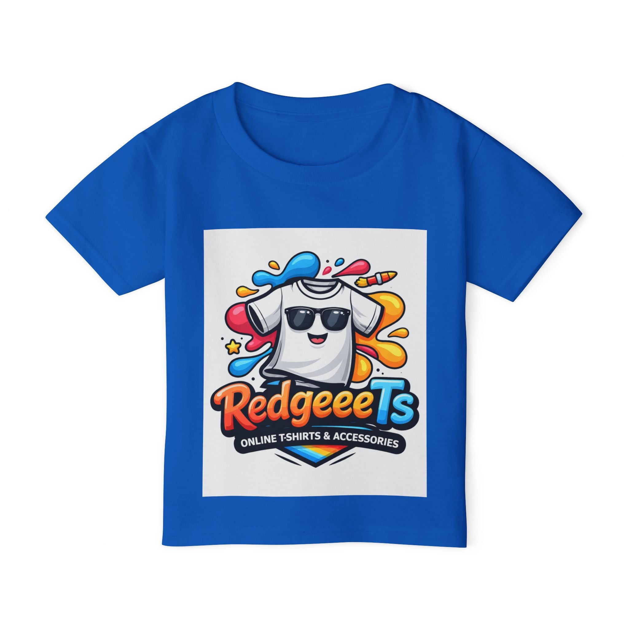 Toddler T-Shirt — Colorful Cartoon Tee with 'RedgeeeTs' Logo & Back QR Scan