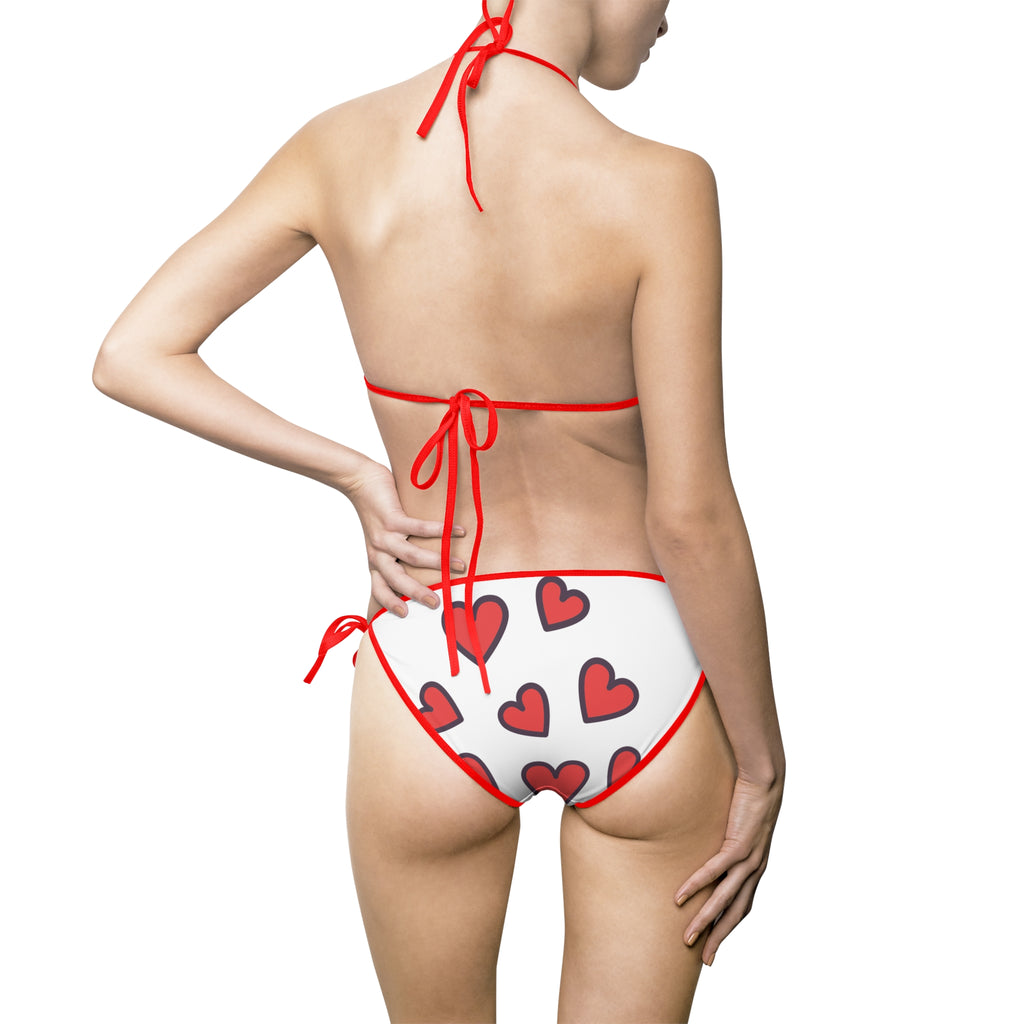 Heart Pattern Women's Bikini Swimsuit, Beachwear, Summer Swim, Vacation Attire, Pool Party, Gift for Her